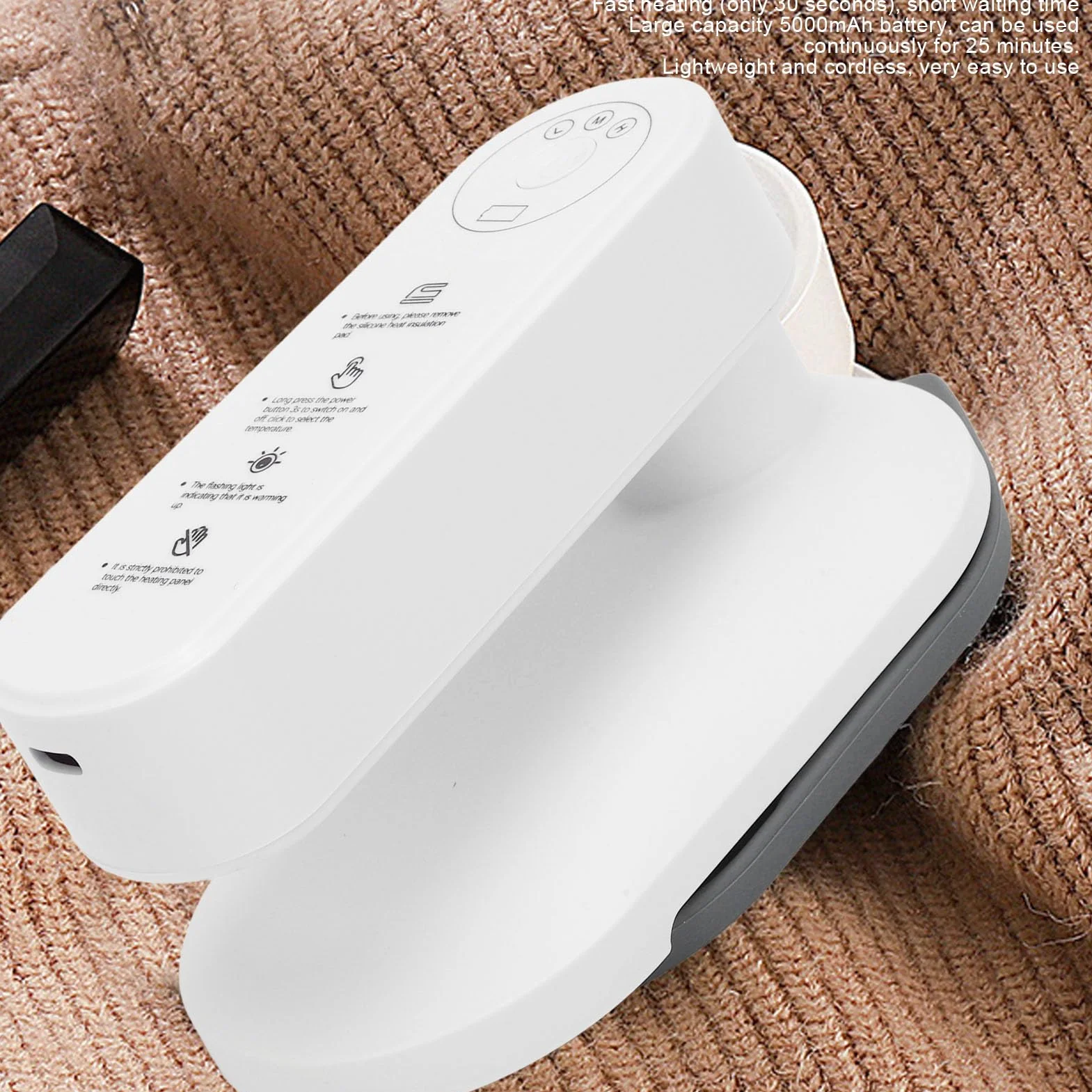 FILFEEL Máquina de Planchar Eléctrica de mano: Plancha de Ropa Portátil con 3 Configuraciones de Temperatura, Batería Inalámbrica de 5000 MAh, Calentamiento Rápido en 30 Segundos para Uso en el