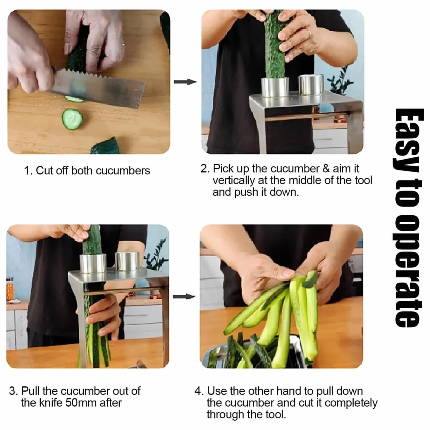 Cortador de pepino y zanahoria de acero inoxidable con 8 y 10 cuchillas de tira para hacer ensaladas, cocinar, sushi y preparación de comidas