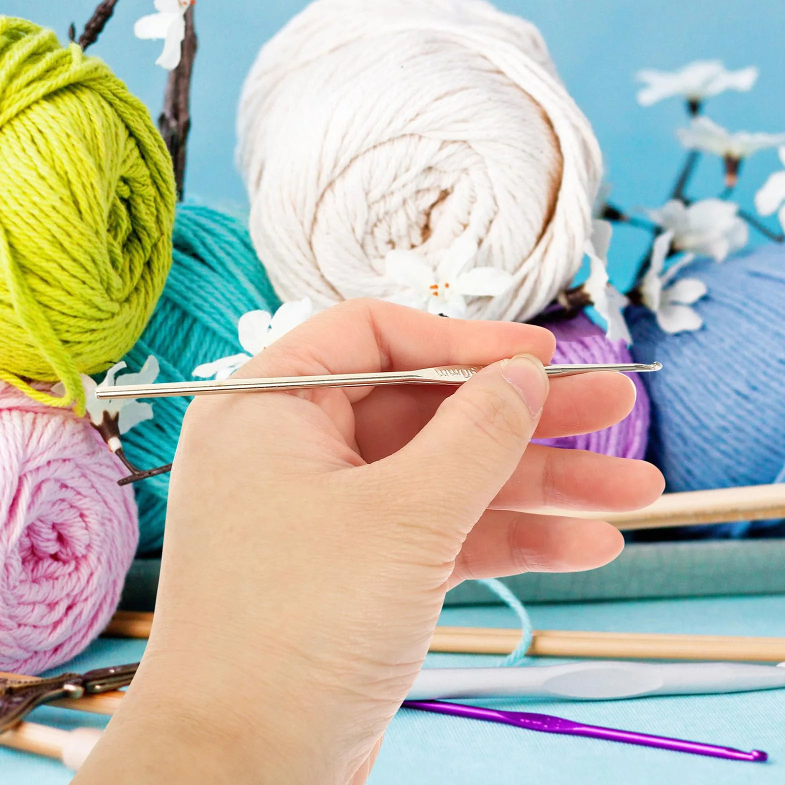 15 Juegos ganchillo de encaje agujas para hilo enhebradores equipo de tejer manos acero agujas crochet ergonómicas sombrero crochet aguja kit de agujas de ganchillo