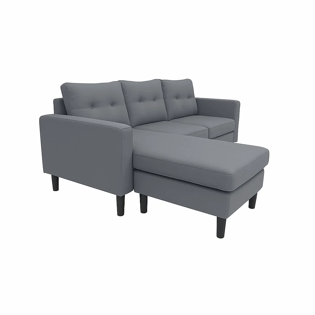 MUEBLIX.COM - Sofa 3 Plazas Chaiselongue Duruelo, Chaiselonge Intercambiable, Asientos y Respaldo Acolchados, Sofa con Estructura de Madera y Aglomerado, Sofas de Salón Modernos, Color Gris