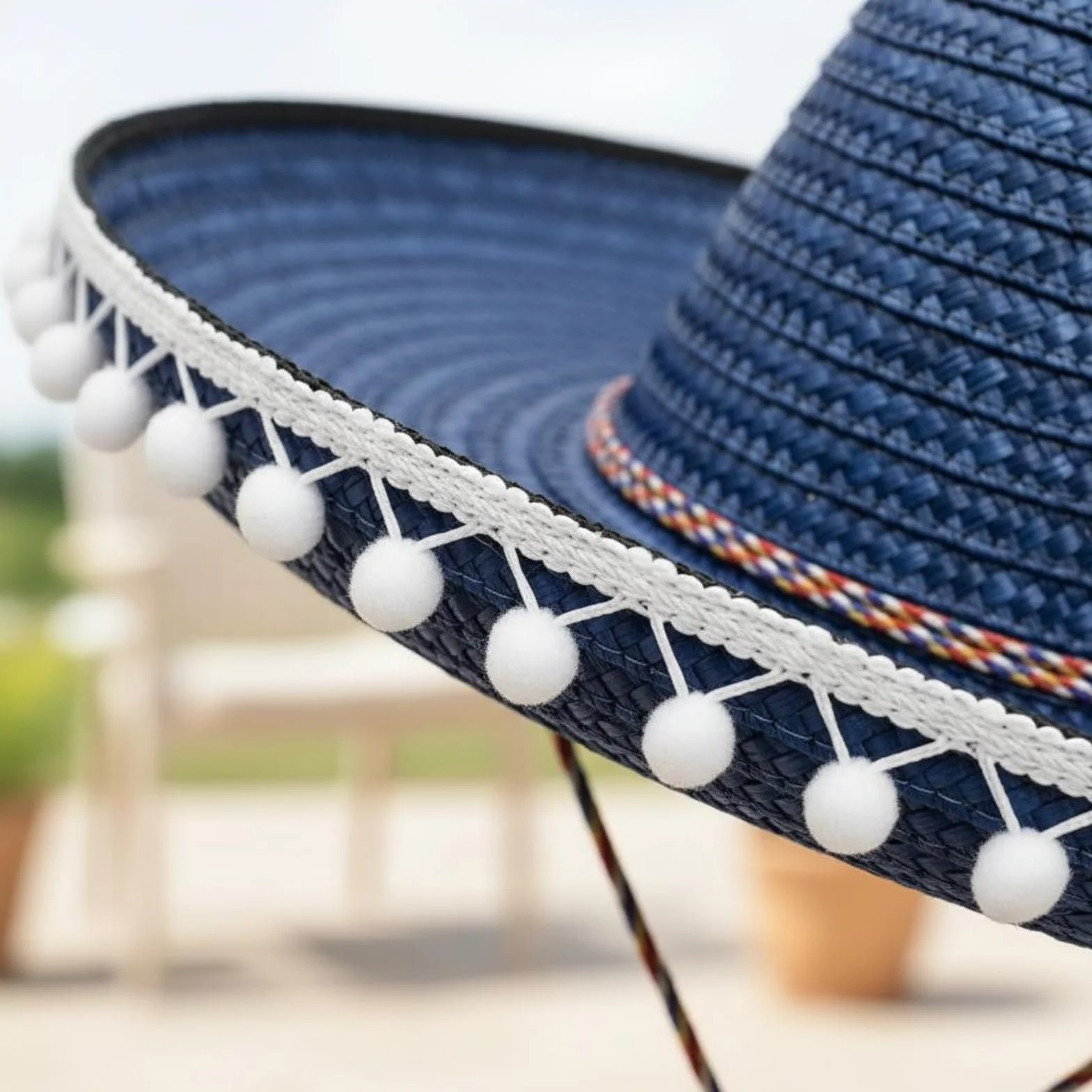 Tradicional Ancha Sombrero Protector Solar Gorro Decorativo con Borlas Diseño Llamativo para Adultos Adecuado para Celebraciones Fotografía
