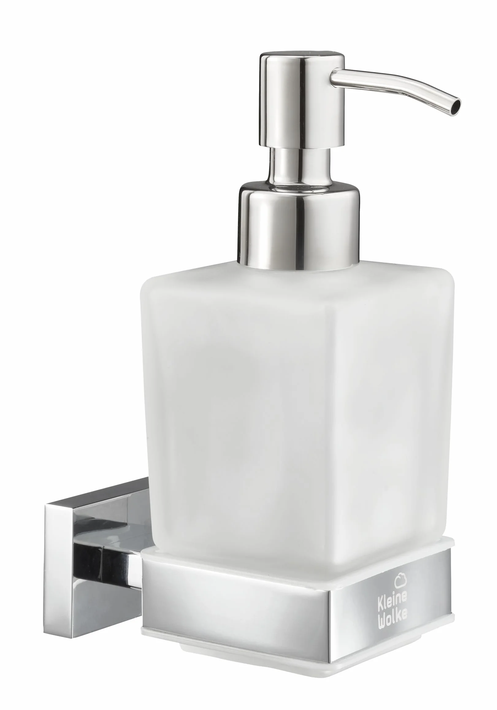 Kleine Wolke Dispensador de jabón de Pared, latón de Acero Inoxidable, Vidrio, lechoso, Longitud 6,2 x Breite 9,5 x 15,8 cm