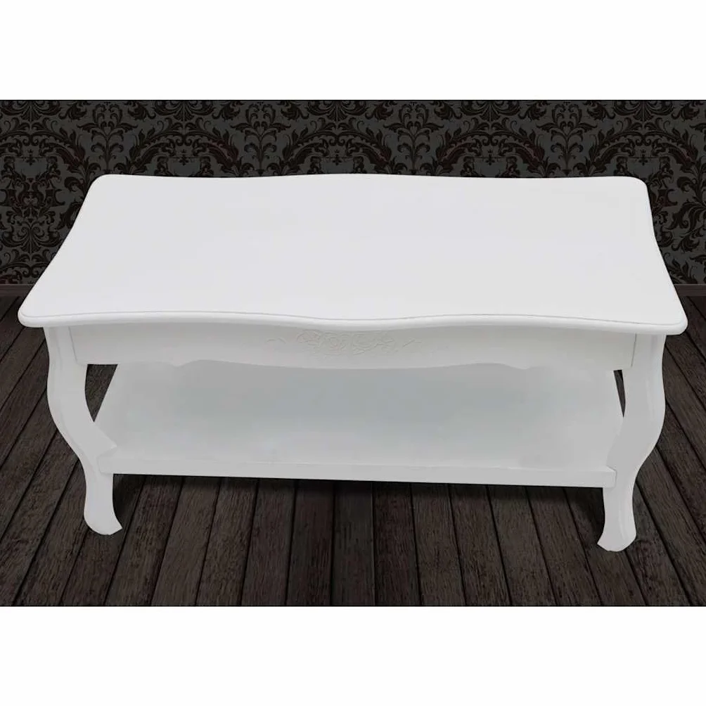 Genérico Mesa de Centro de 2 Niveles de MDF Blanca,Mobiliario,Mesas,Mesas Decorativas,Mesas de Centro,60629