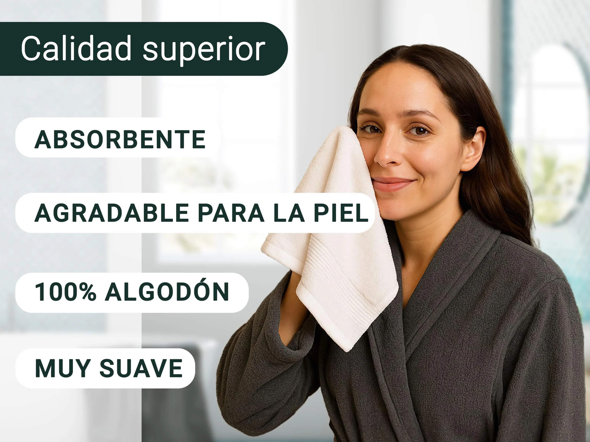 ZOLLNER Toallas para Invitados 30x50 cm Algodón Blanco Suaves Absorbentes