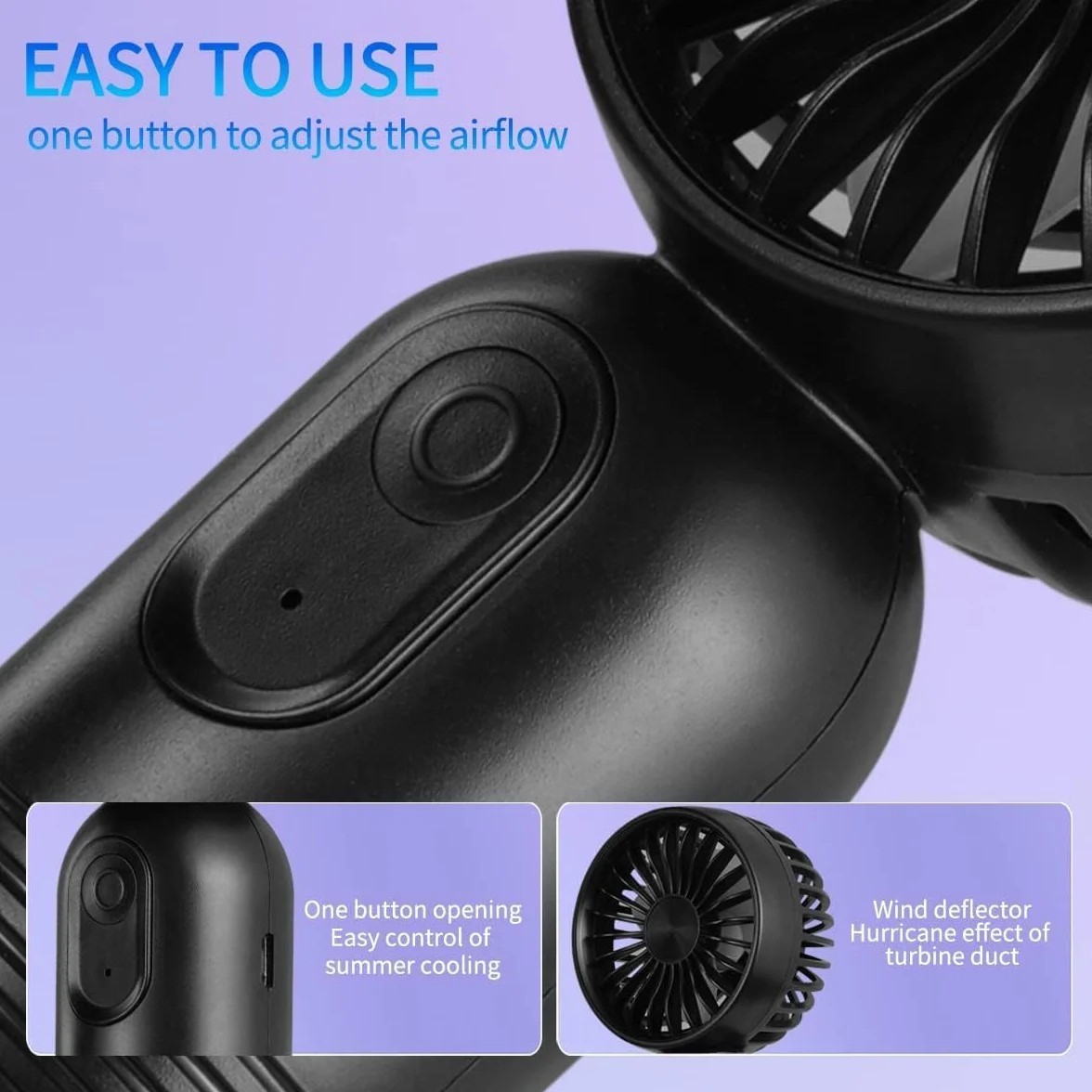 Mini ventilador portátil recargable por USB, ligero, velocidad del viento ajustable para alivio del calor en verano, ideal para uso diario, bonito diseño
