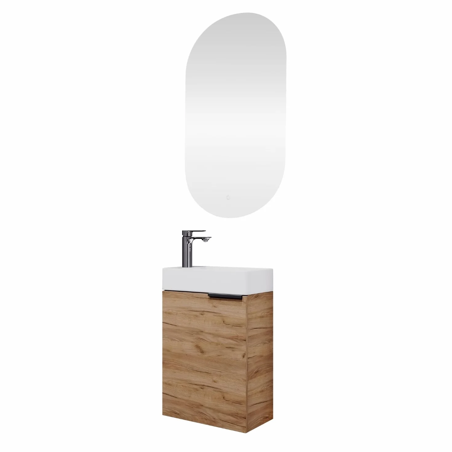 Planetmöbel Mueble Bajo Lavabo con Espejo Set 40 cm Roble Dorado