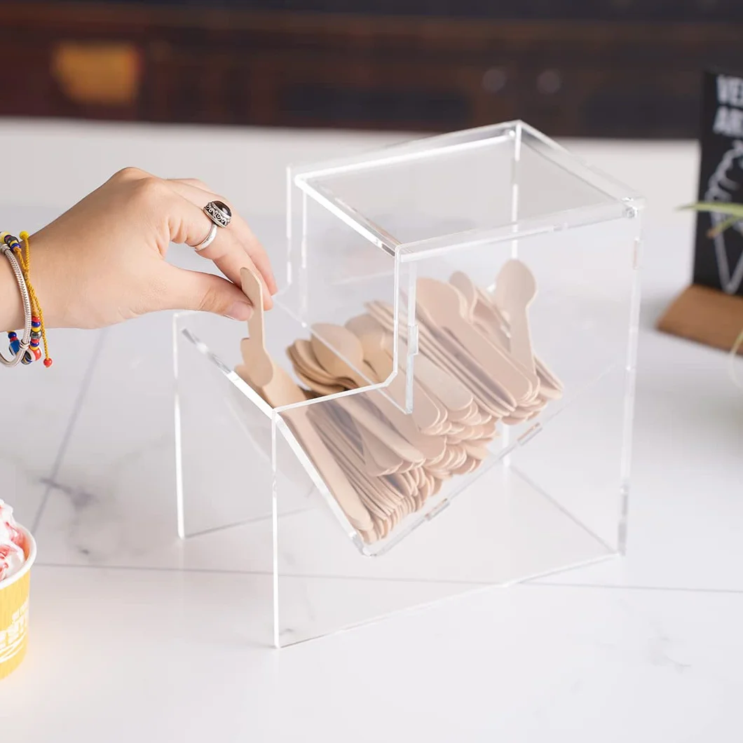 Danieli Store - Contenedor de Acrílico para Mostrador - Expositor Transparente para caramelos, cucharas y paletas para helados, porta té, caramelos masticables y dulces a granel