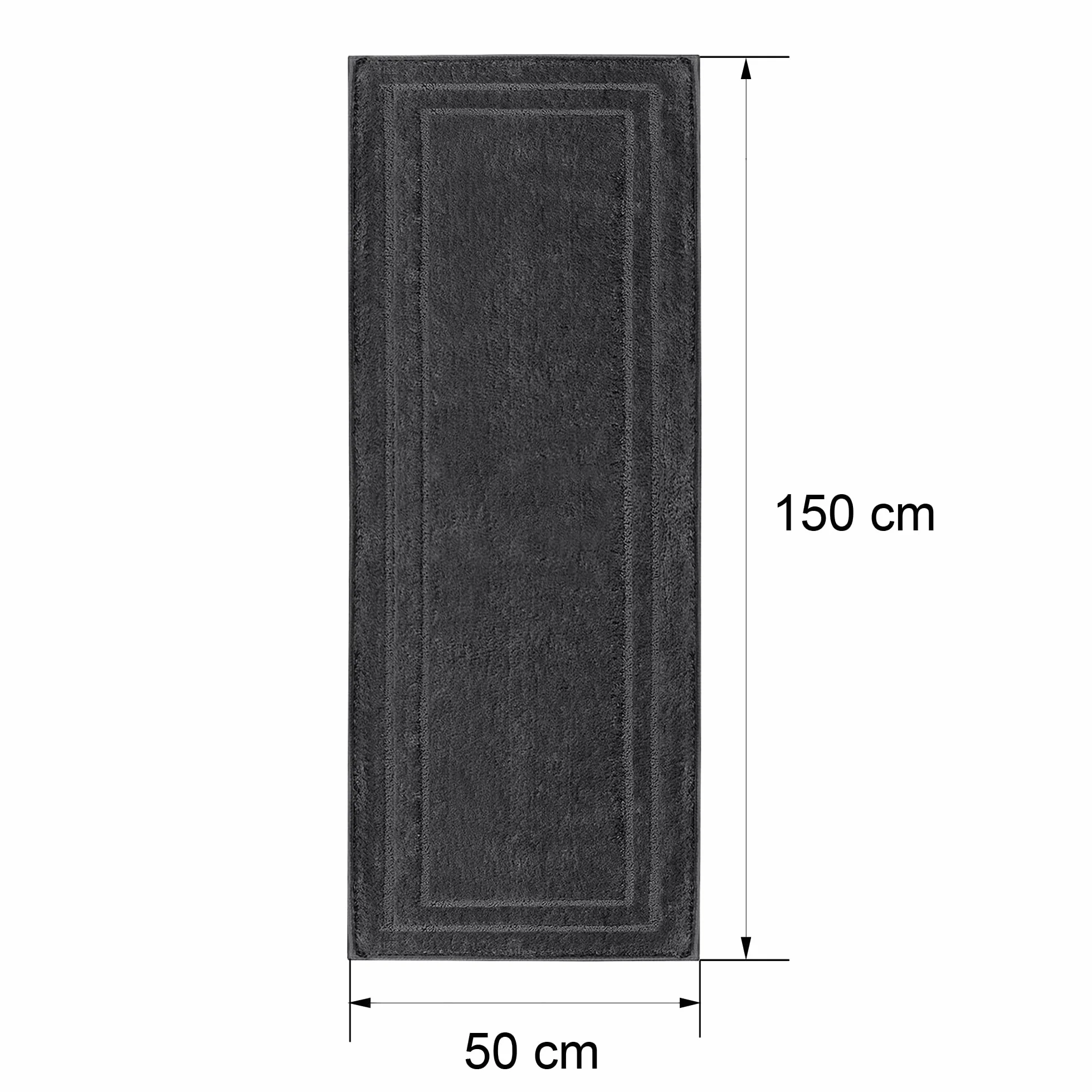 Alfombra de Baño Antideslizante Decomira 50x150 cm Antracita Lavable a Máquina