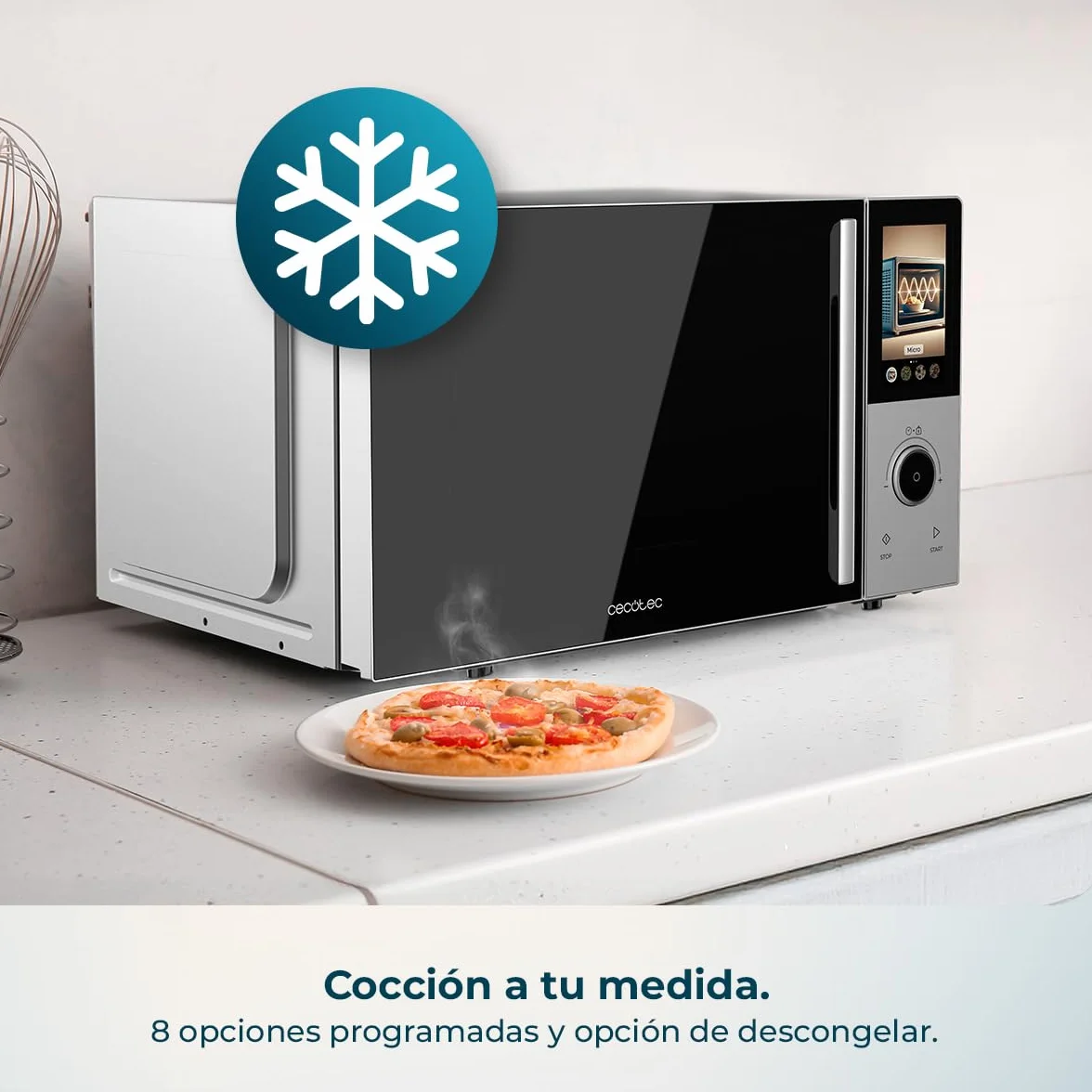 Cecotec Microondas Digital Táctil con Grill 25L Convection 2500 Touch 900W Grill 1200W Convección 2200W 8 Programas