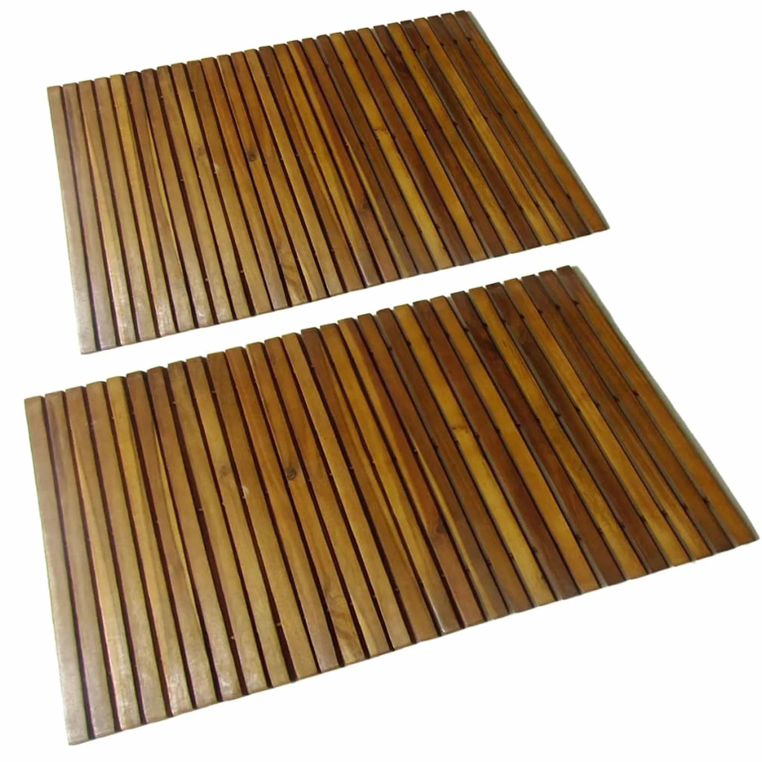Homgoday Juego de 2 alfombrillas para baño de acacia 80 x 50 cm, muebles de interior/exterior