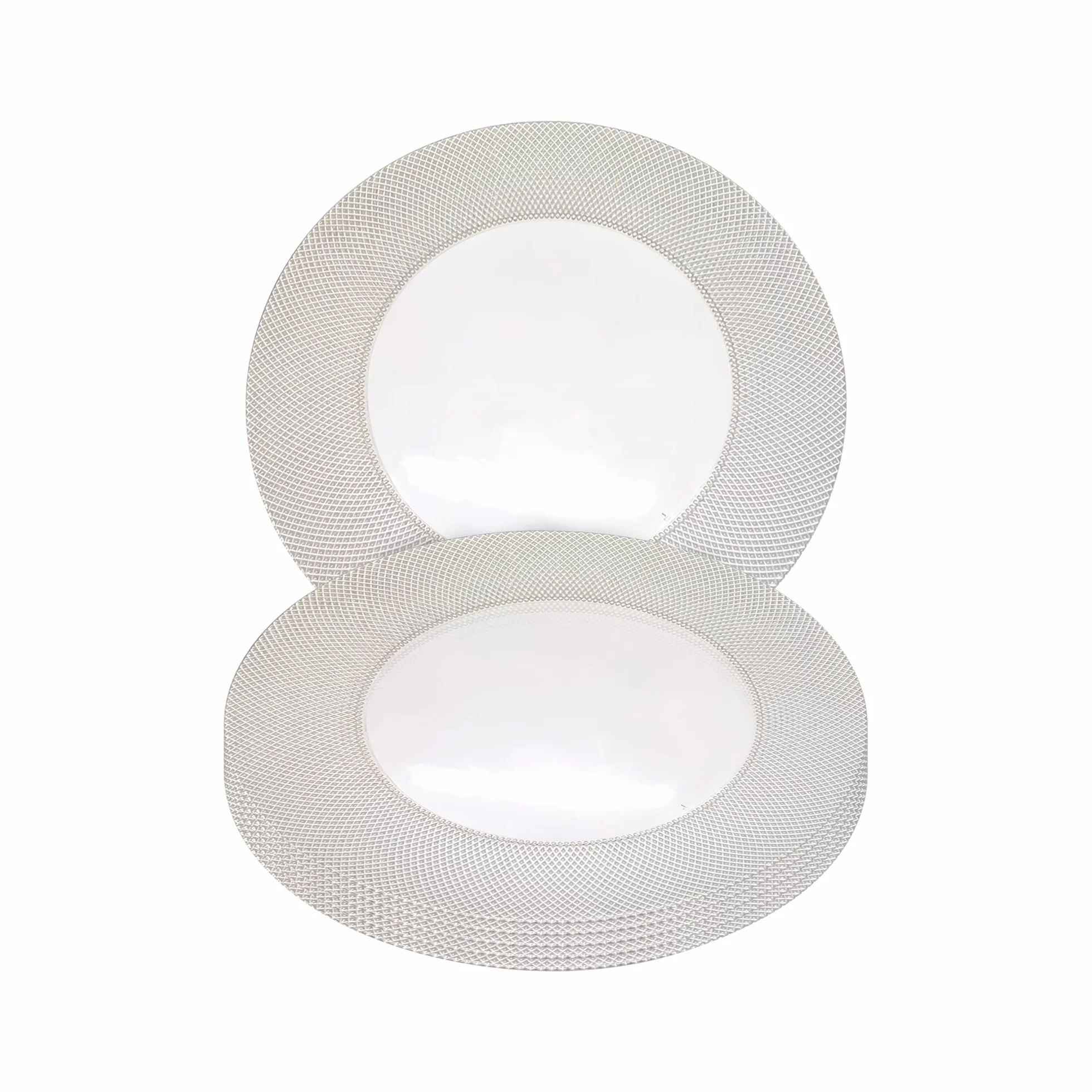 Elegante plato de carga de vidrio a cuadros plateado de 33 cm, placa inferior redonda ideal para bodas, fiestas, aniversarios, fiestas de cumpleaños, vajilla y eventos de catering, 6 unidades