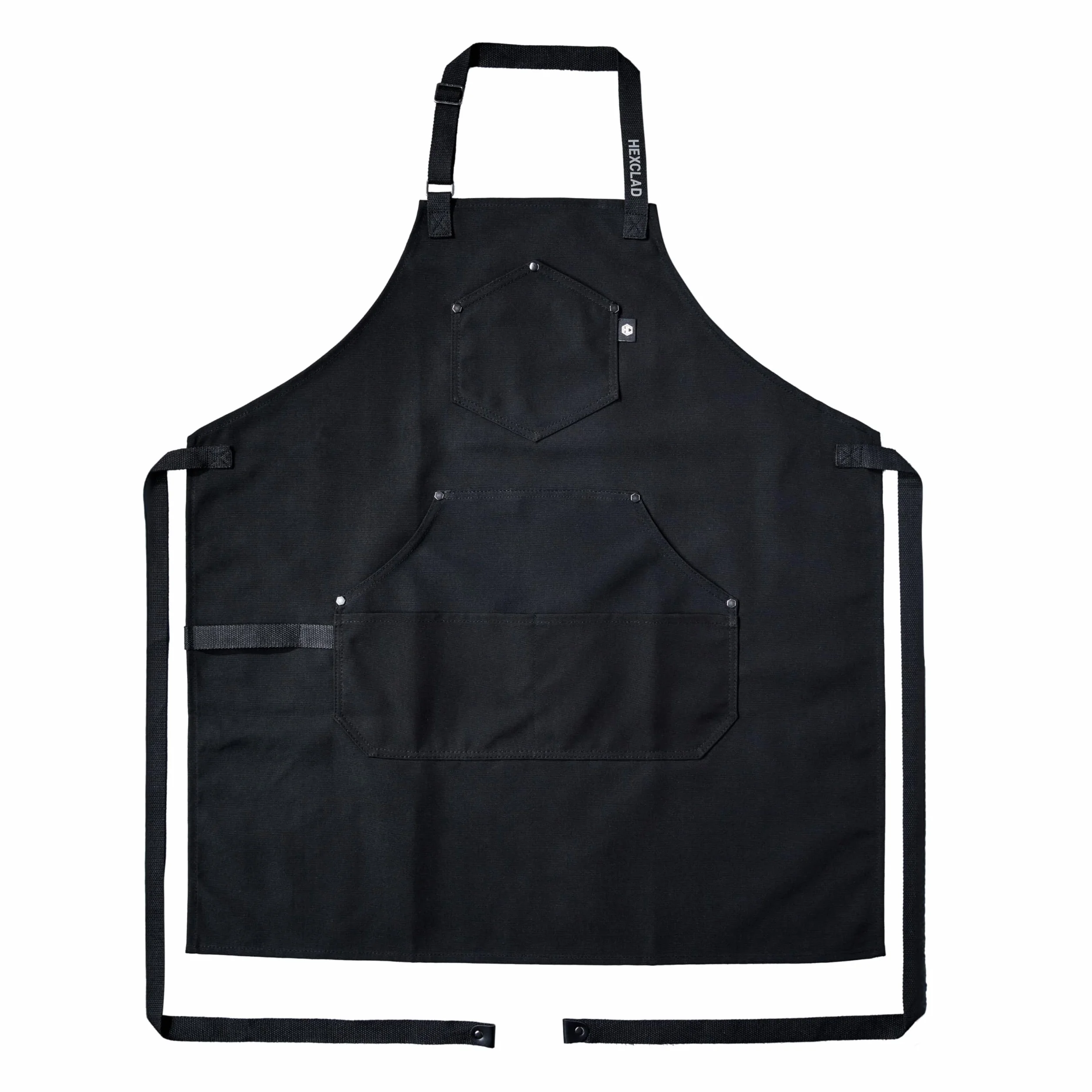 HexClad Delantal de Chef Eco Moderno para Cocinar, Cocineros y Chefs, Delantales Profesionales de Tela HexTwill con Bolsillos, Correa Ajustable para el Cuello y Lazos de Cintura de 101 cm, Onyx
