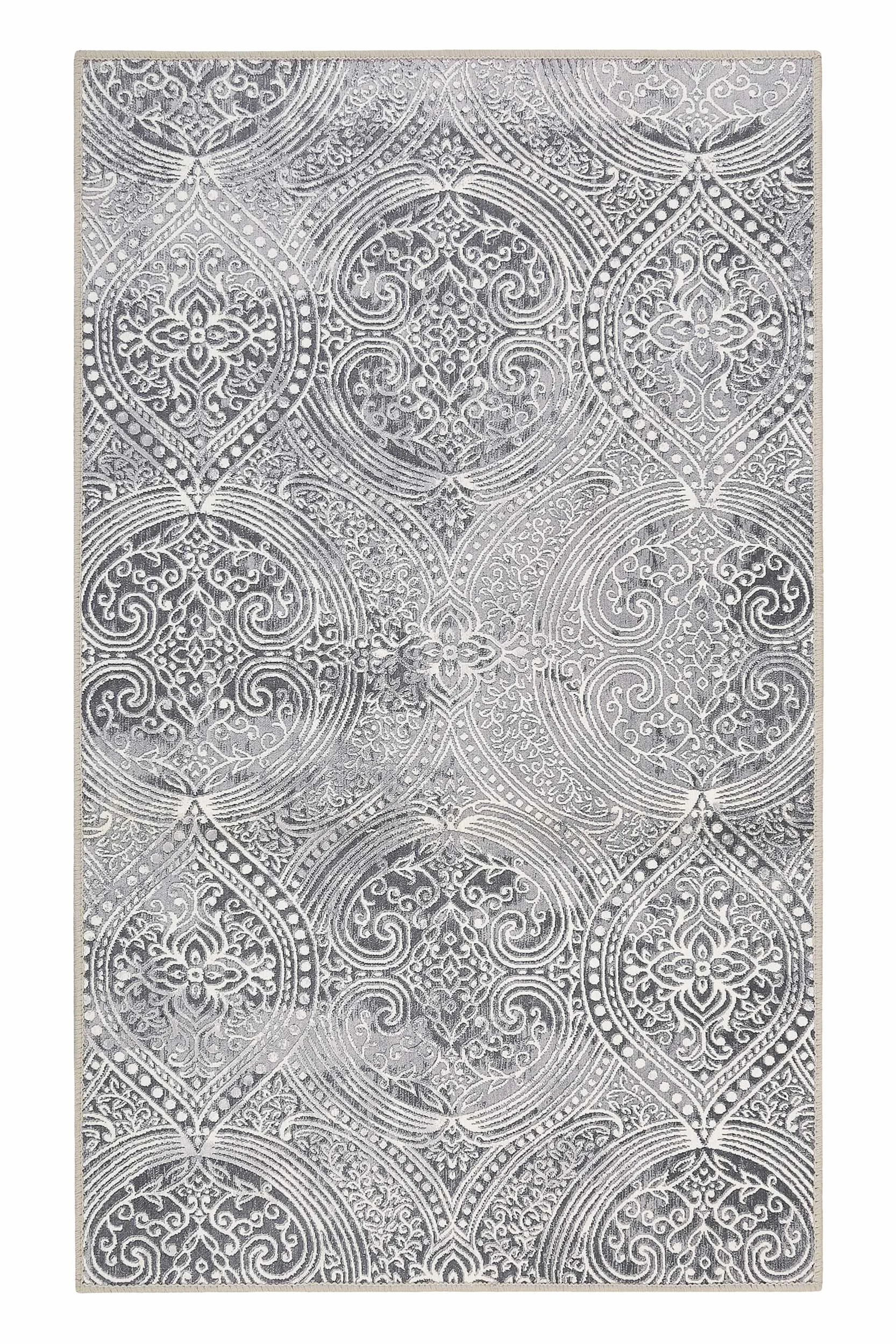 Wecon Home Louis - Alfombra de baño (60 x 100 cm), color gris | Alfombra de baño, antideslizante y lavable, estilo vintage
