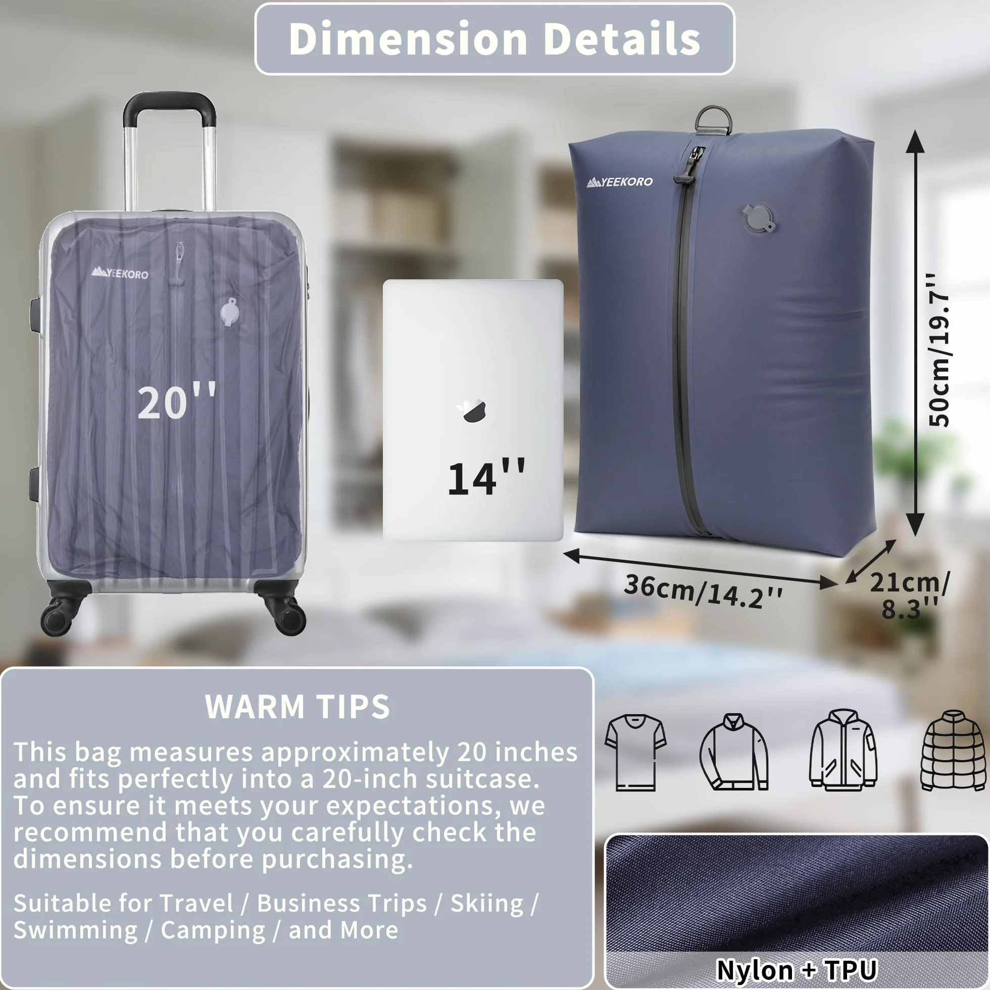 Bolsa de vacío para viajes, bolsas de compresión al vacío profesionales, IPX8, impermeables, reutilizables, antidesgarros, ahorran espacio, bolsas de almacenamiento al vacío con bomba para