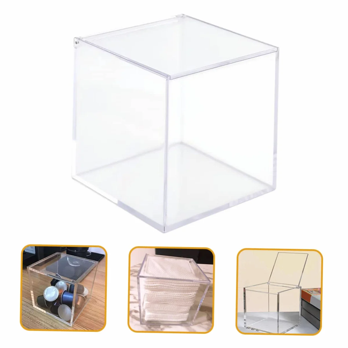 Caja de Acrílico Transparente para Cápsulas de Café Tapa | Formato Cuadrado de Sobremesa, Diseño Portátil y Estable, Apta para Joyas y Bolsitas de Té