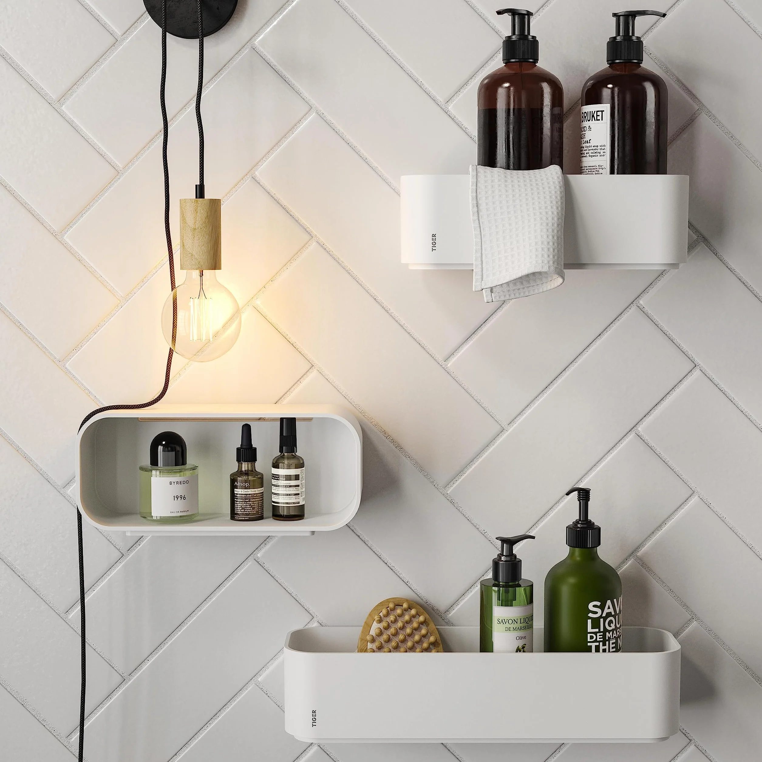 Tiger 2-Store Estante de Pared o Cesta de Ducha, 35 cm, Blanco
