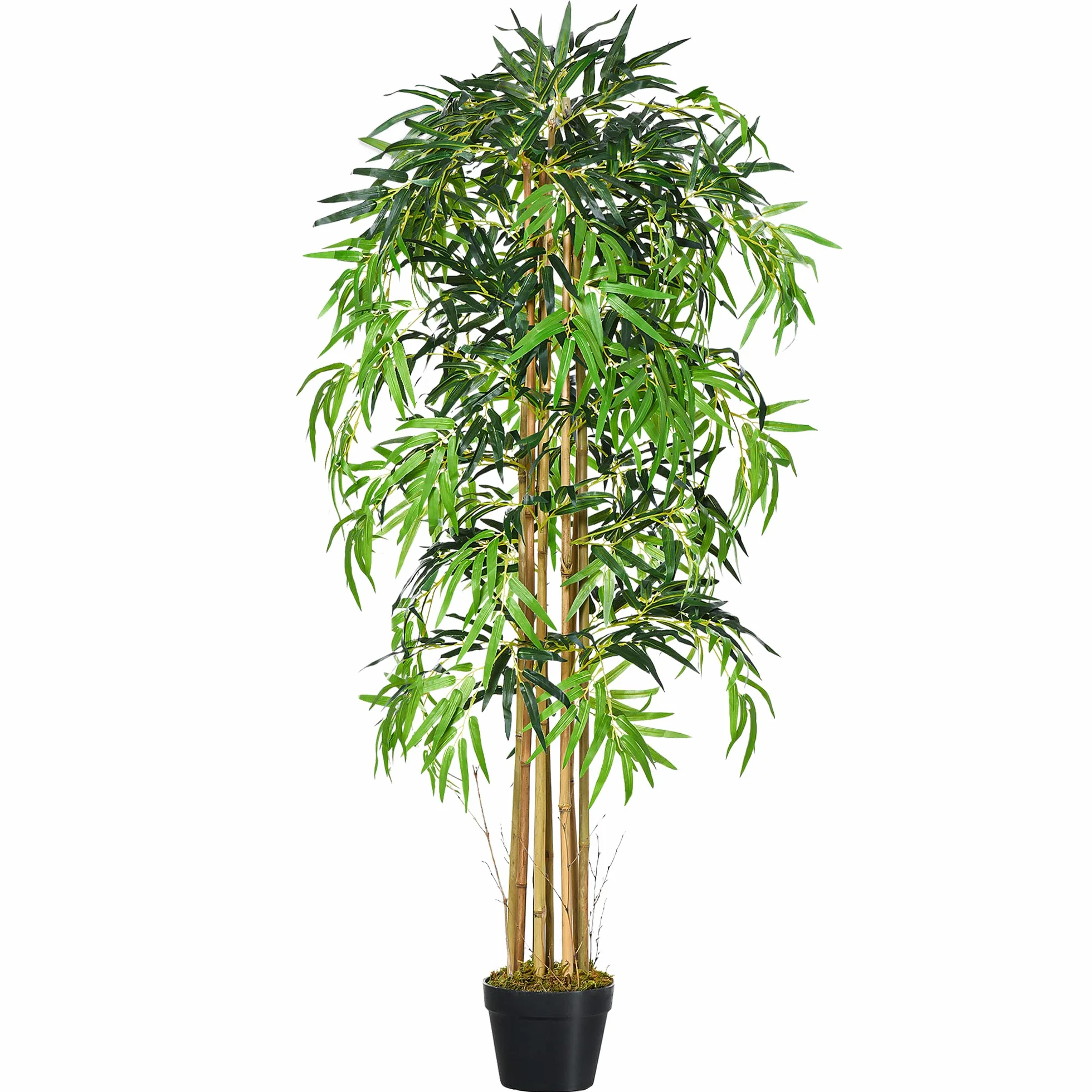 Outsunny Bambú Artificial 150cm con Maceta Árbol Realista Ø18x150 cm Verde | Planta Sintética Decorativa, para Casa Oficina