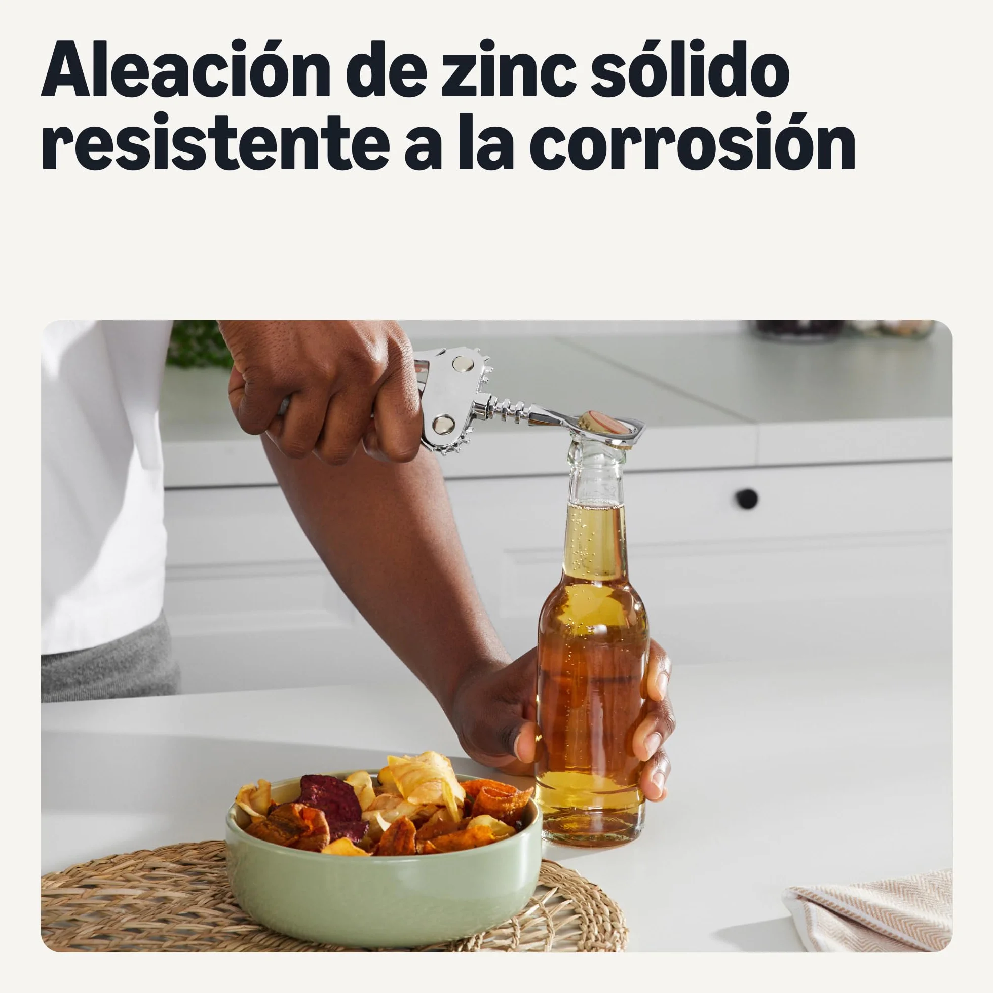 Amazon Basics Sacacorchos y Abrebotellas 2 en 1, Aleación de Zinc