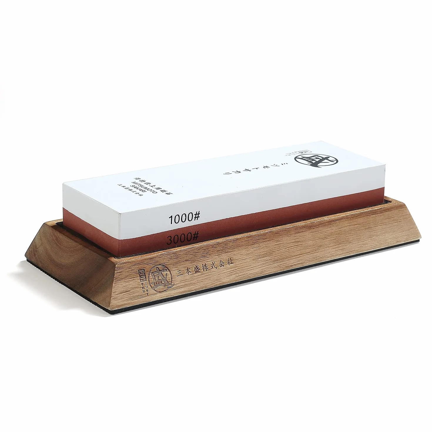 MITSUMOTO SAKARI Piedra de afilar cuchillos japoneses, cocina profesional 1000/3000 grano afilador de cuchillos piedra, antideslizante bambú asiento afilador