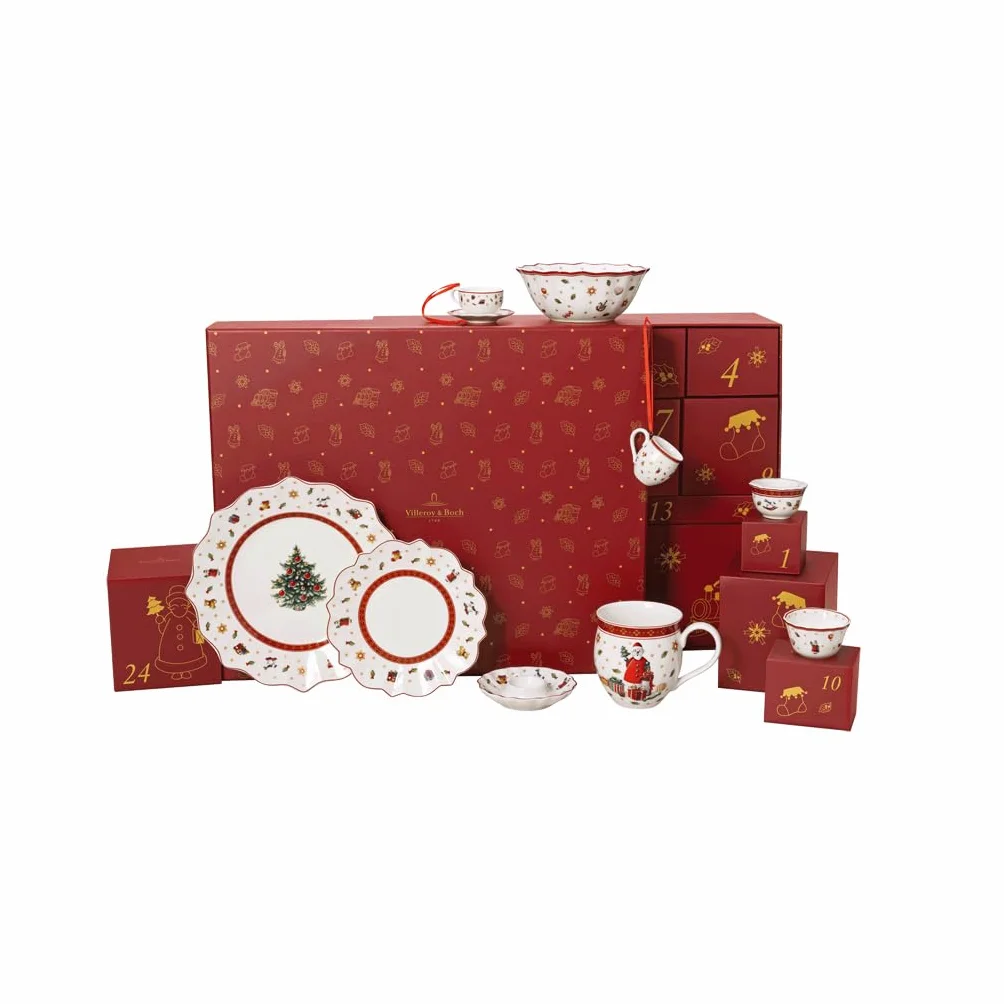 Villeroy & Boch - Christmas Toy's Memory Calendario de Adviento 2025 Colorido, Adorno de Navidad, vajilla, Calendario de Adviento con 24 Puertas, decoración navideña, Porcelana Premium