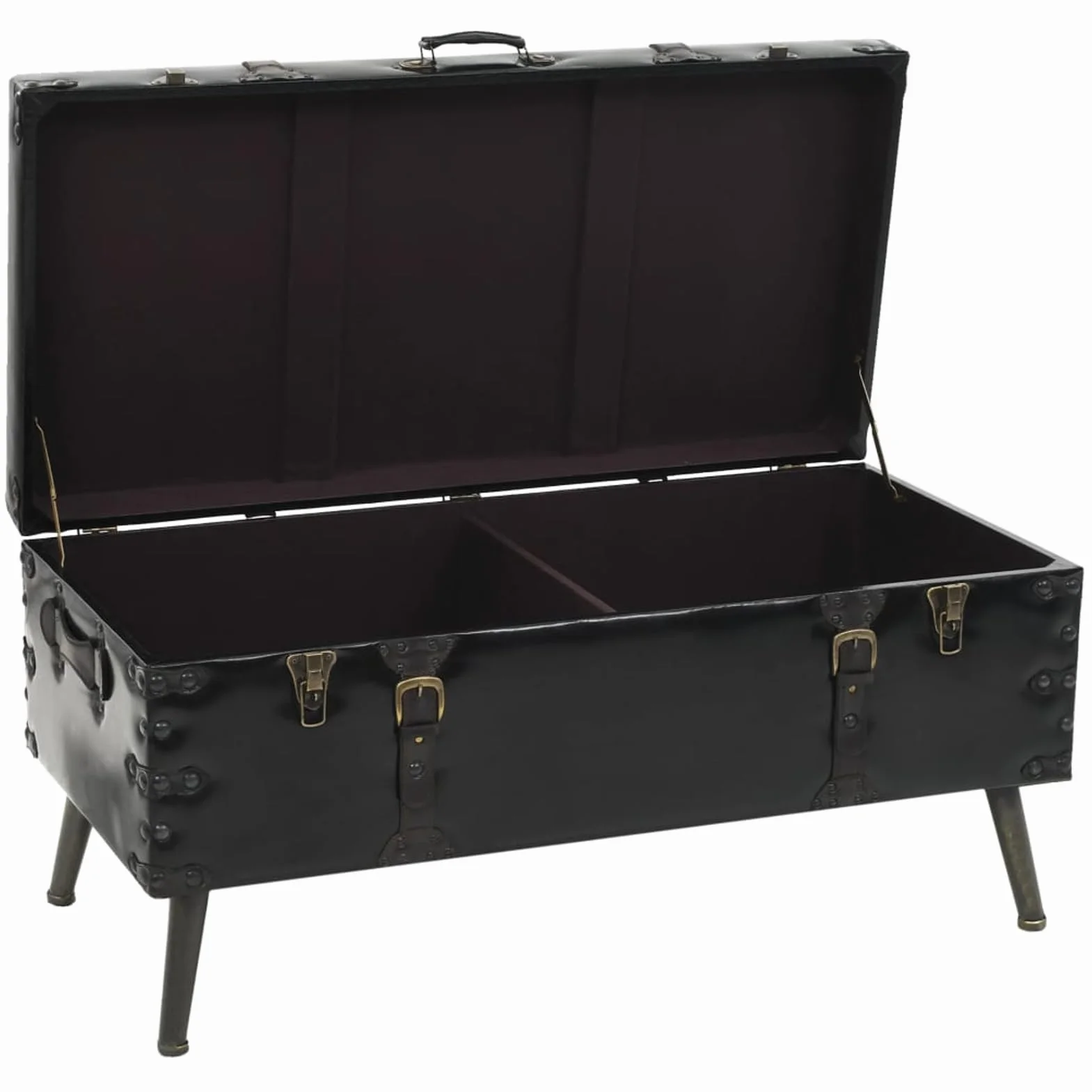 Gecheer Mesa de Centro Vintage con Almacenamiento, MDF y Cuero Artificial, 102x51x48 cm Modelo LYKLRZJ-245760ES