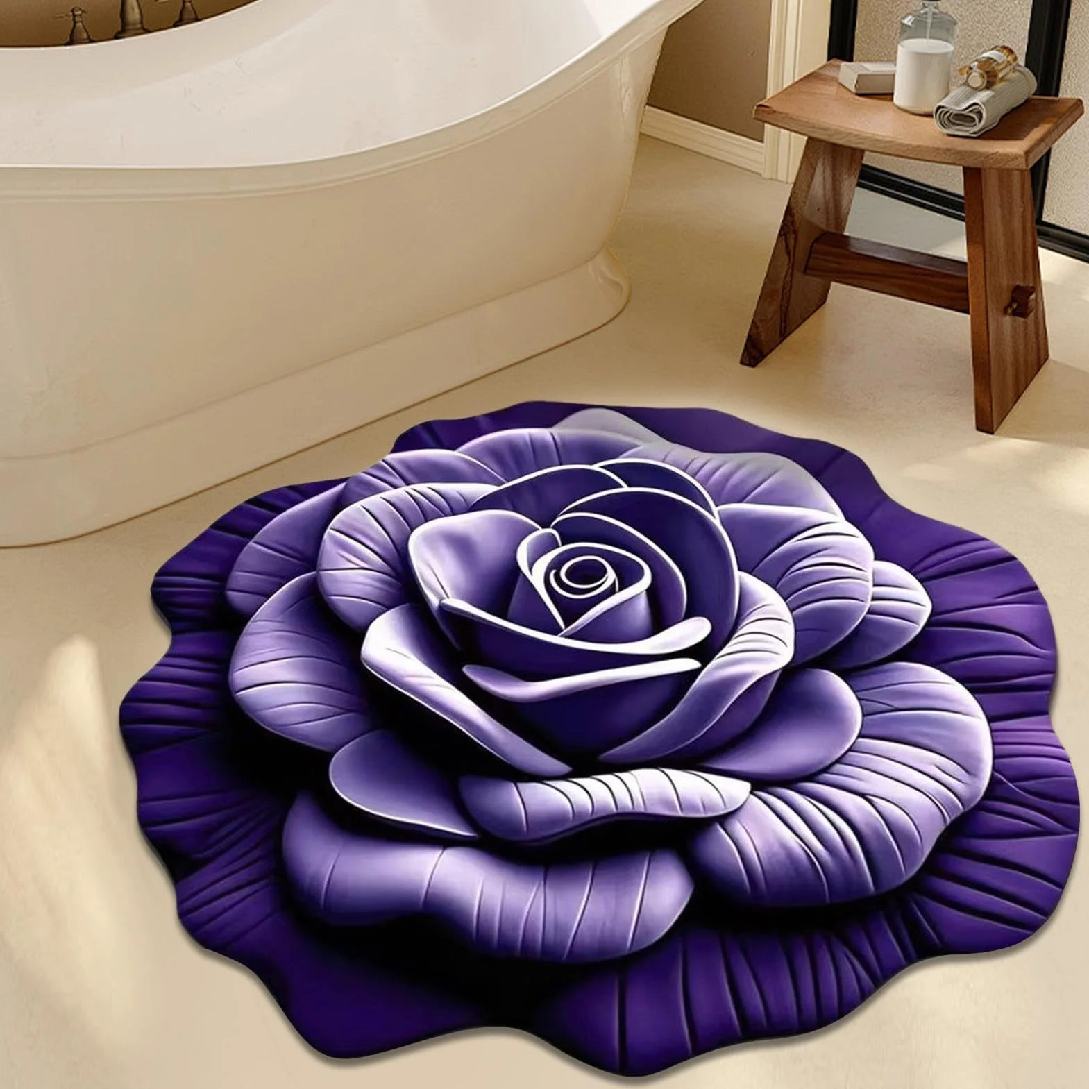 Alfombra de Baño Antideslizante Alfombra De Ducha Con Diseño Floral 3D | Felpudo Reutilizable para Entrada Pasillos Puertas