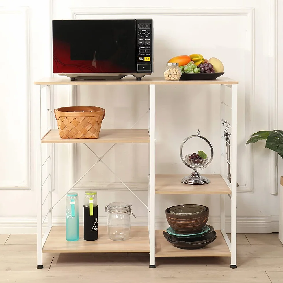 SogesHome Estante de Almacenamiento para Isla de Cocina, Horno, Armario de Cocina, Estante Organizador de estación de Trabajo, 90 x 40 x 83 cm