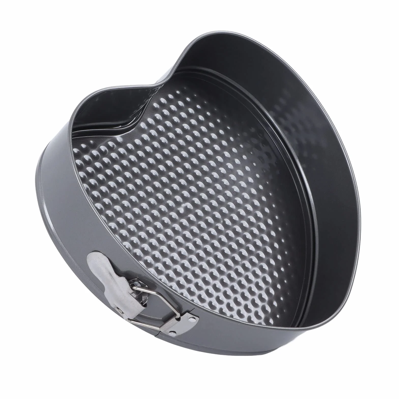 Juego de 6 moldes desmontables con forma de corazón, antiadherentes y de apertura lateral; molde para hornear en acero inoxidable con calentamiento uniforme y cierre a presión,