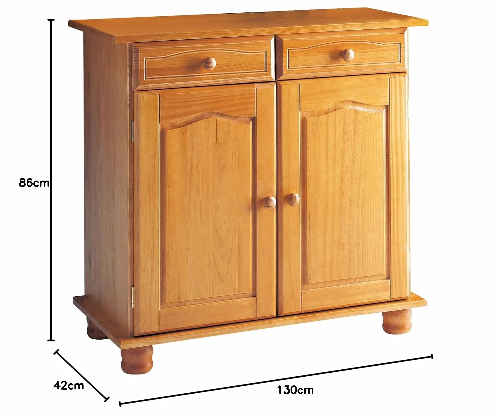 Aparador Alacena de Pino Macizo – Serie Canet, Mueble Auxiliar de Almacenaje para Cocina, Comedor o Salón, 86x42x88 Miel