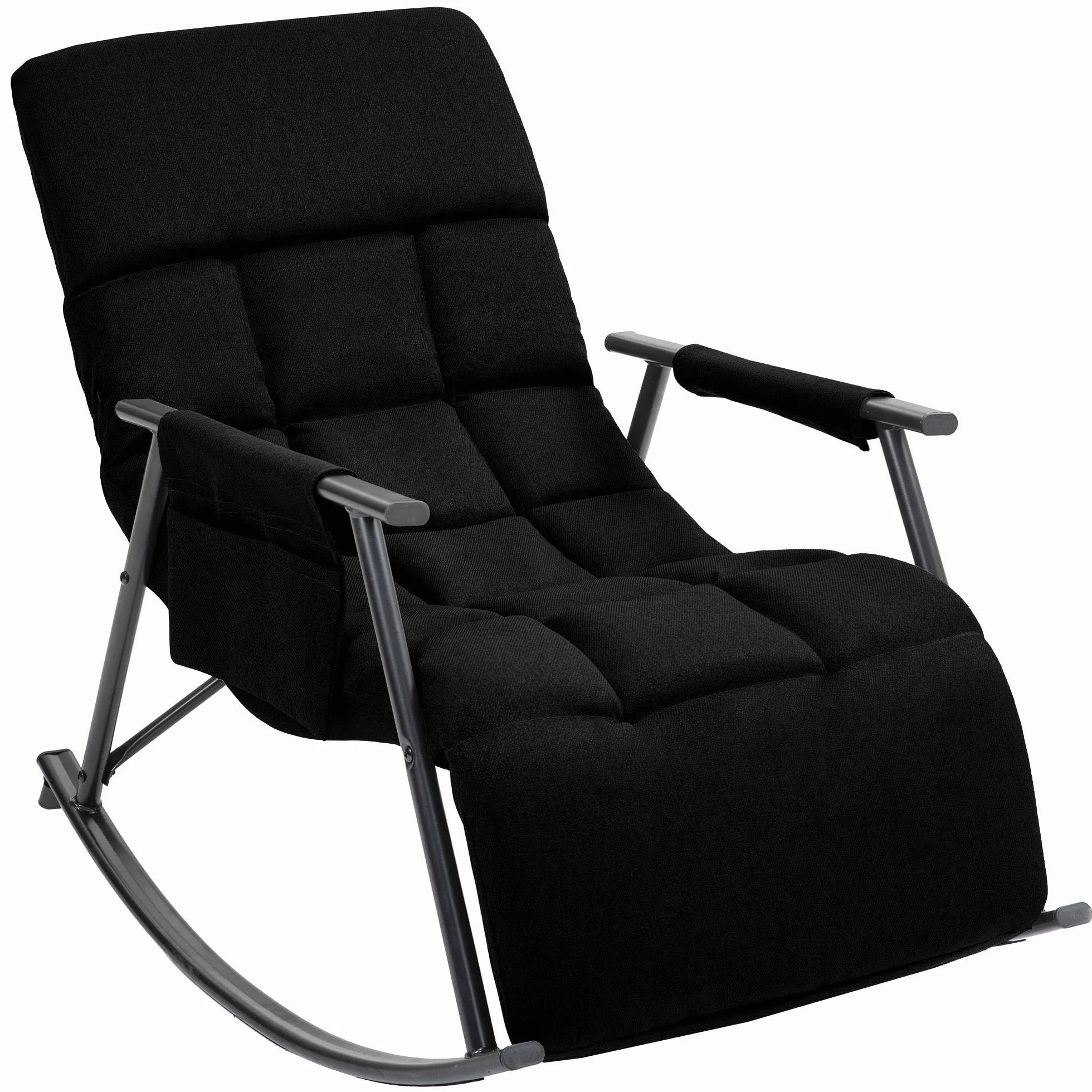 CLP Sillon mecedor Acolchado Elara con reposapies, Respaldo reclinable y Bolsillo Lateral, Apto para Lactancia Color:Negro;Material:Tela