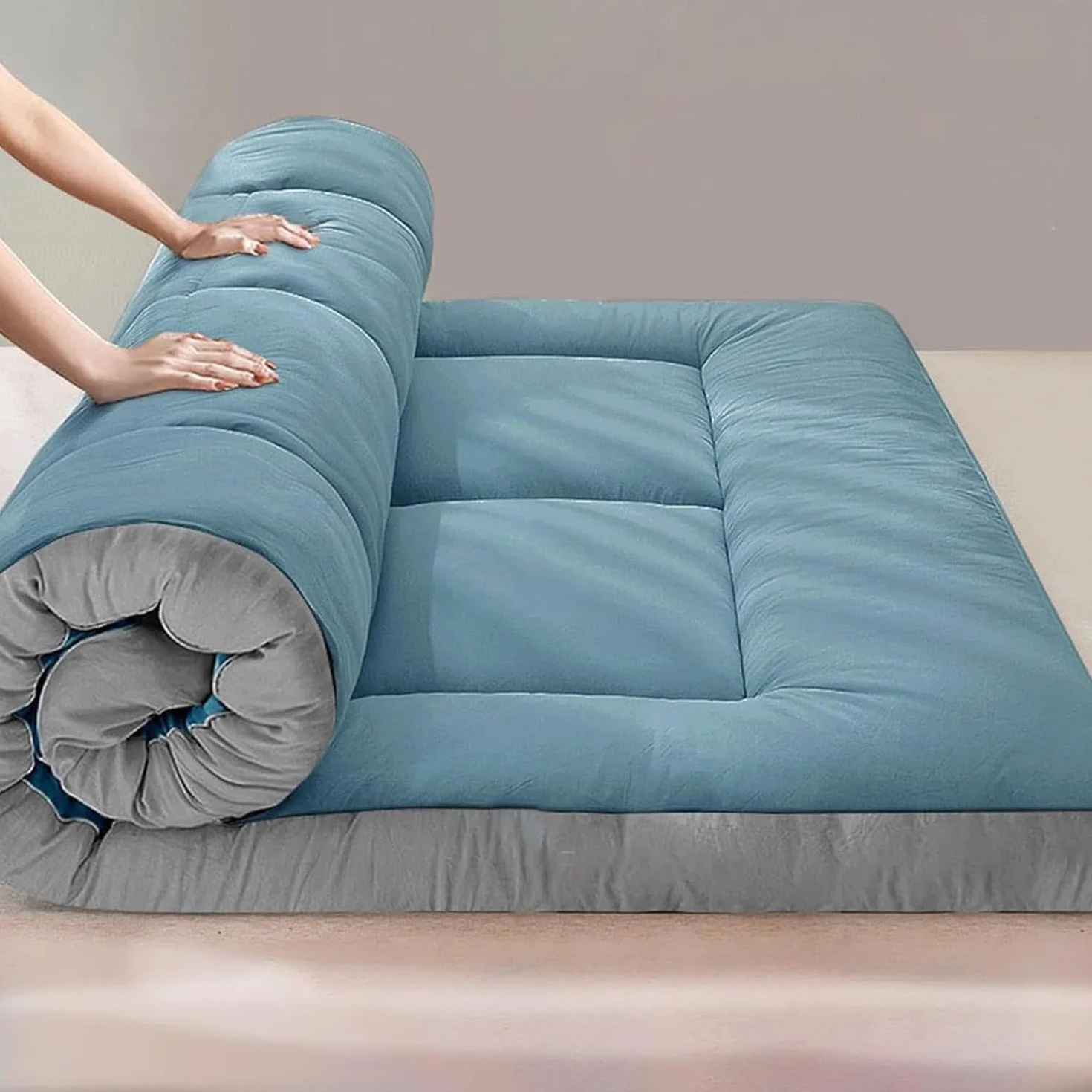 Colchoneta Plegable para Acampar, colchón futón Enrollable, colchón de Suelo japonés de tamaño Completo, colchoneta para Dormir para Invitados reclinable, sofá Cama, Yoga, Juegos