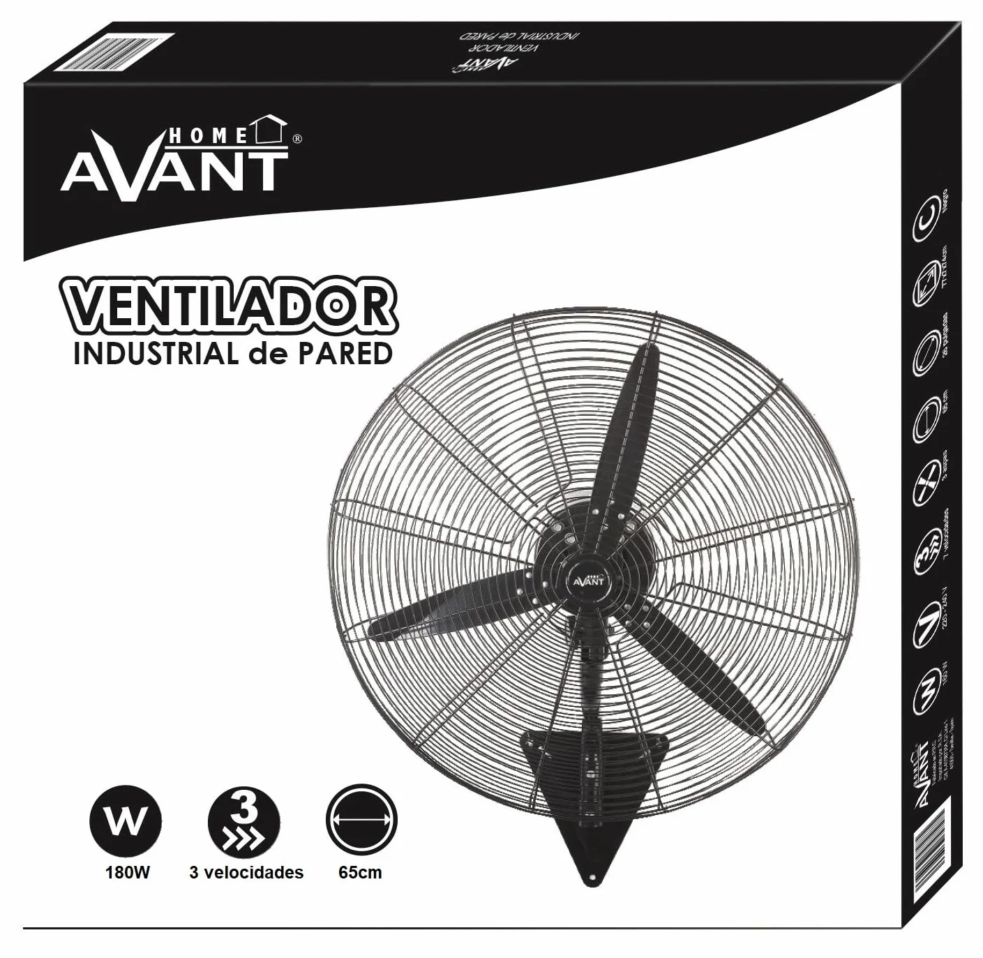 Ventilador Industrial de Pared, 180 W, Acero Inoxidable, 3 Velocidades, Inclinación ajustable Trabajo pesado Oscilante