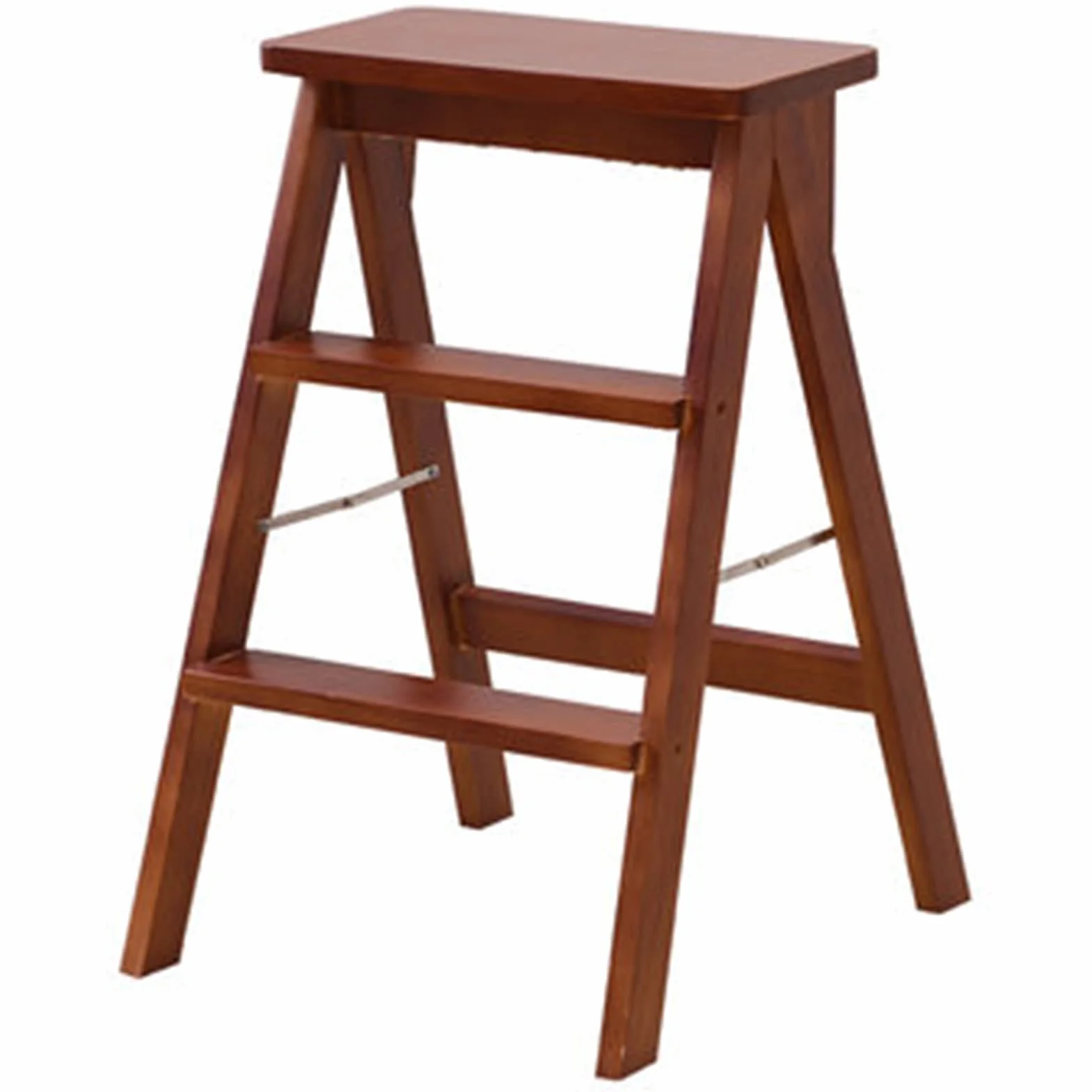 Taburete plegable de madera de 3 escalones para adultos y personas mayores, escalera portátil para cocina/dormitorio, fácil acceso y altura extra para objetos de alcance