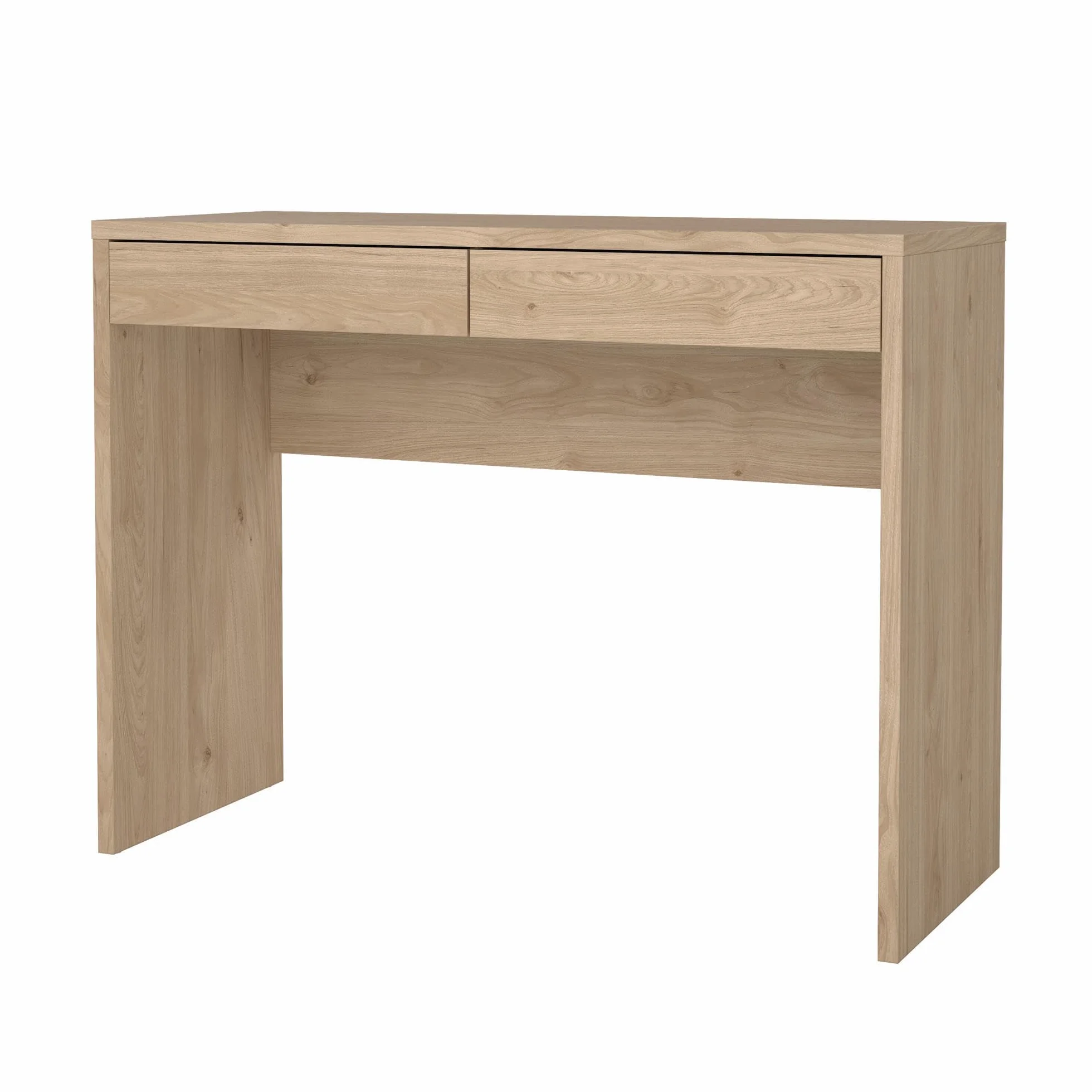 Mesa Escritorio de Estudio Jucar Oak con 2 Cajones, Color Roble, 101 x 40 x 77 cm