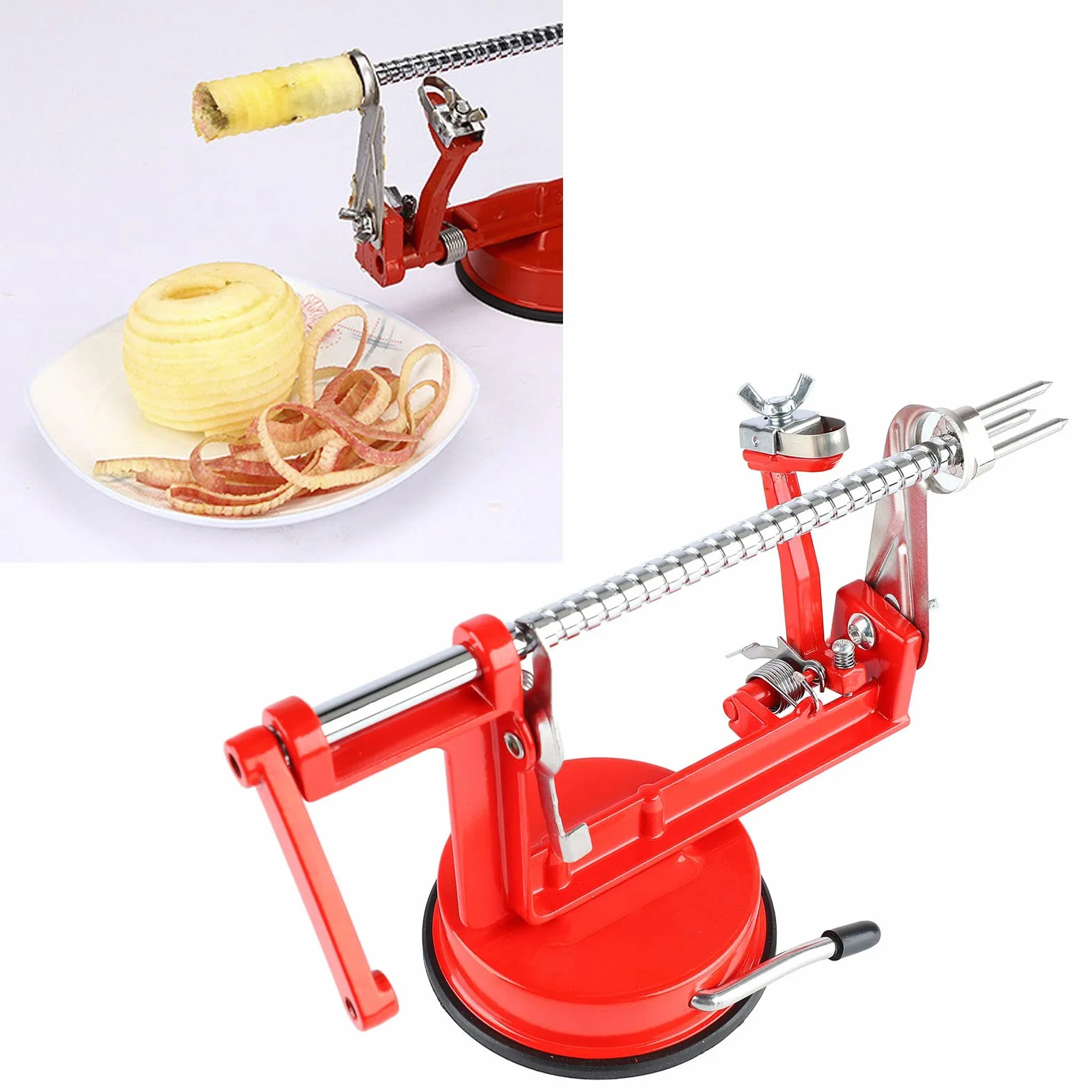 Peladora Eléctrica Multifuncional de Patatas y Frutas, Rebanadora de Manzanas con 8 Cuñas