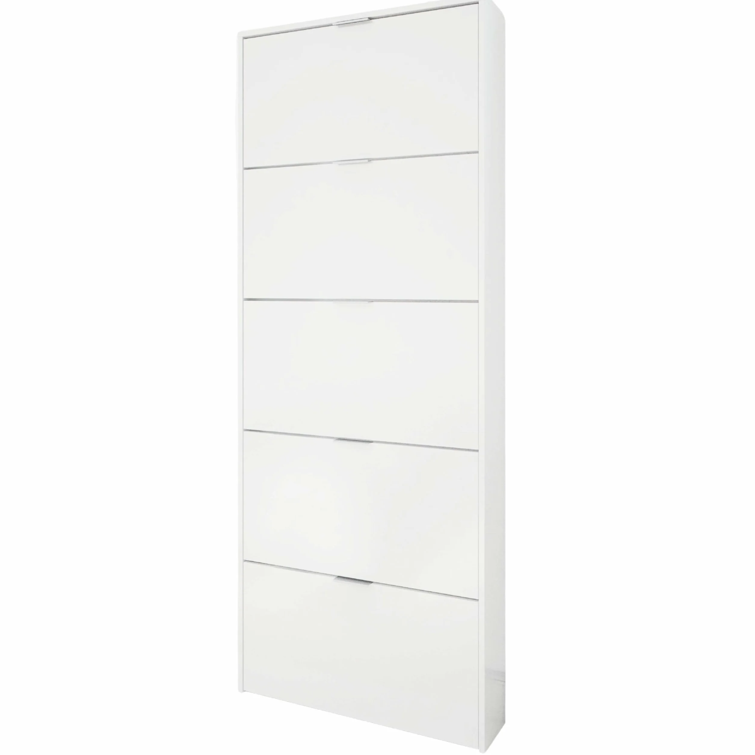 Habitdesign – Zapatero 5 Puertas, Color Blanco Brillo, Mueble Zapatero Alto 15 Pares, 180x70x17 cm – Modelo Shoe Cabinet