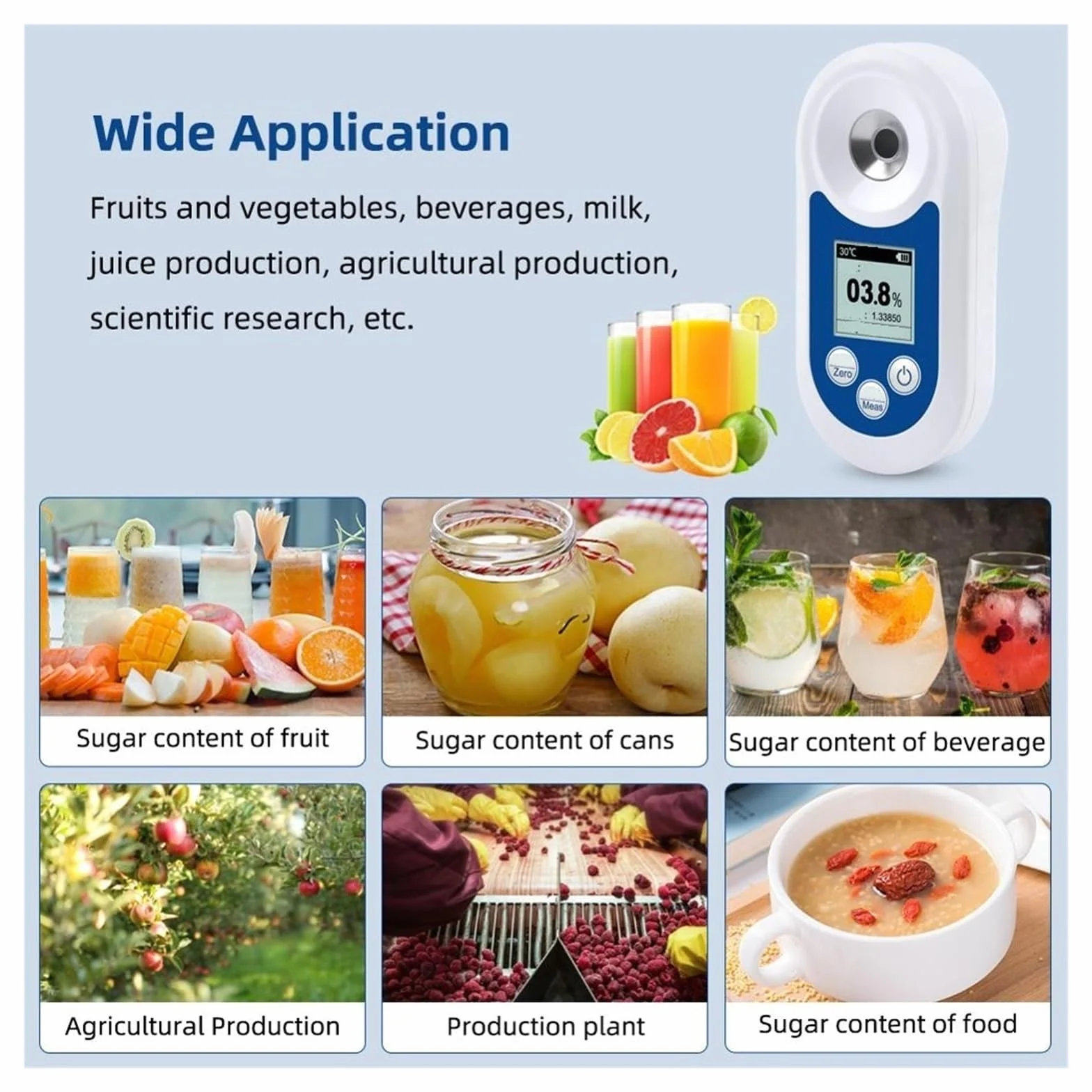Medidor De Refractómetro Digital, Densímetro Sacarímetro For Fruta, Vino, Cerveza, Probador Concentración Azúcar MedicióN De PrecisióN(0-55 brix)