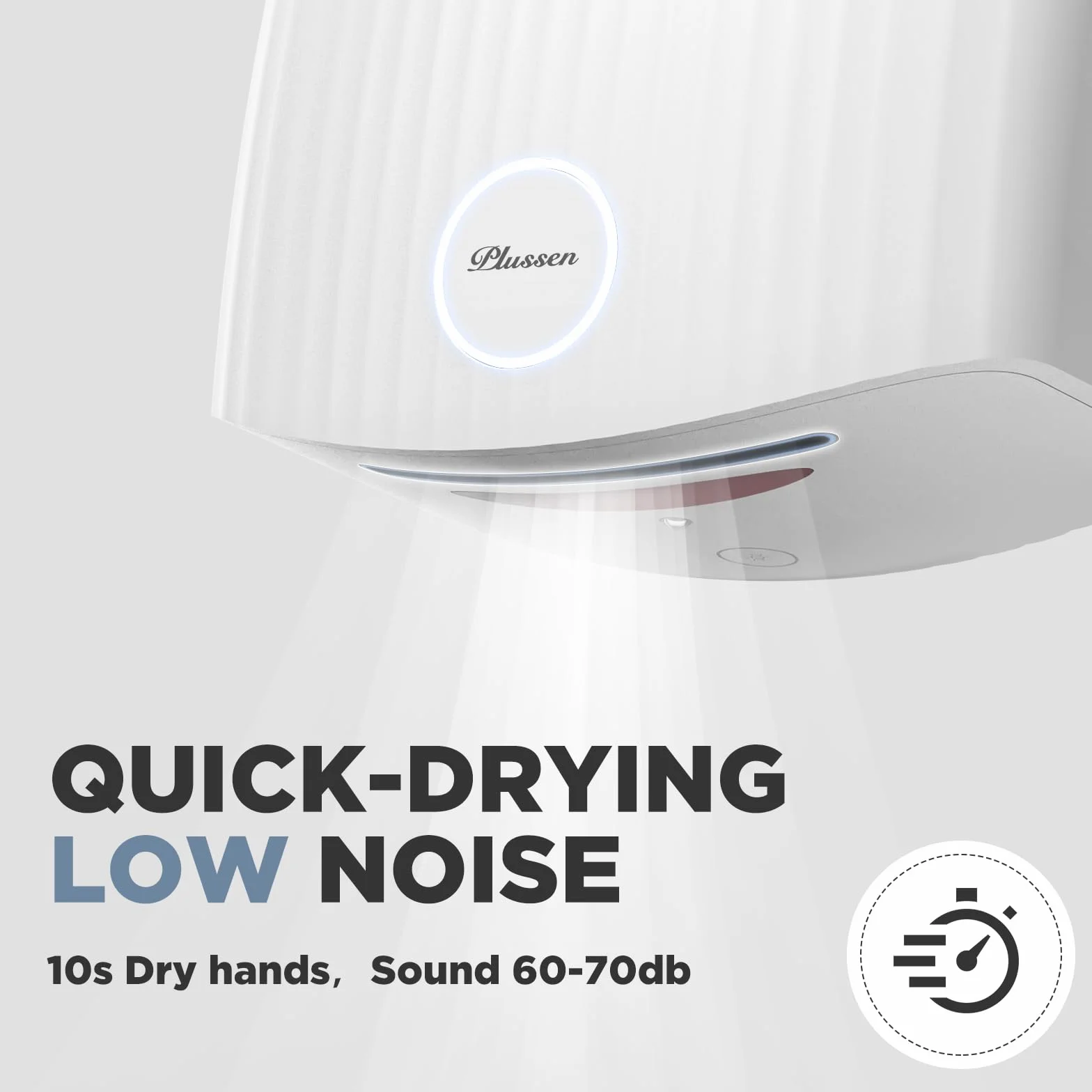 Secador de Manos 10 Segundos Secado Ahorro de energía Comercial secador de Manos eléctrico automático para Cocina baño Inodoro 1050w (1020-blanco)
