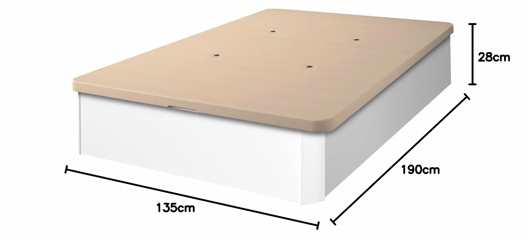 SHIITO | Modelo Aura - Canapé Abatible | Tapa 3D Transpirable y Acabado en Blanco | Alta Capacidad de Almacenaje con 4 Válvulas de Aire | 135x190 cm