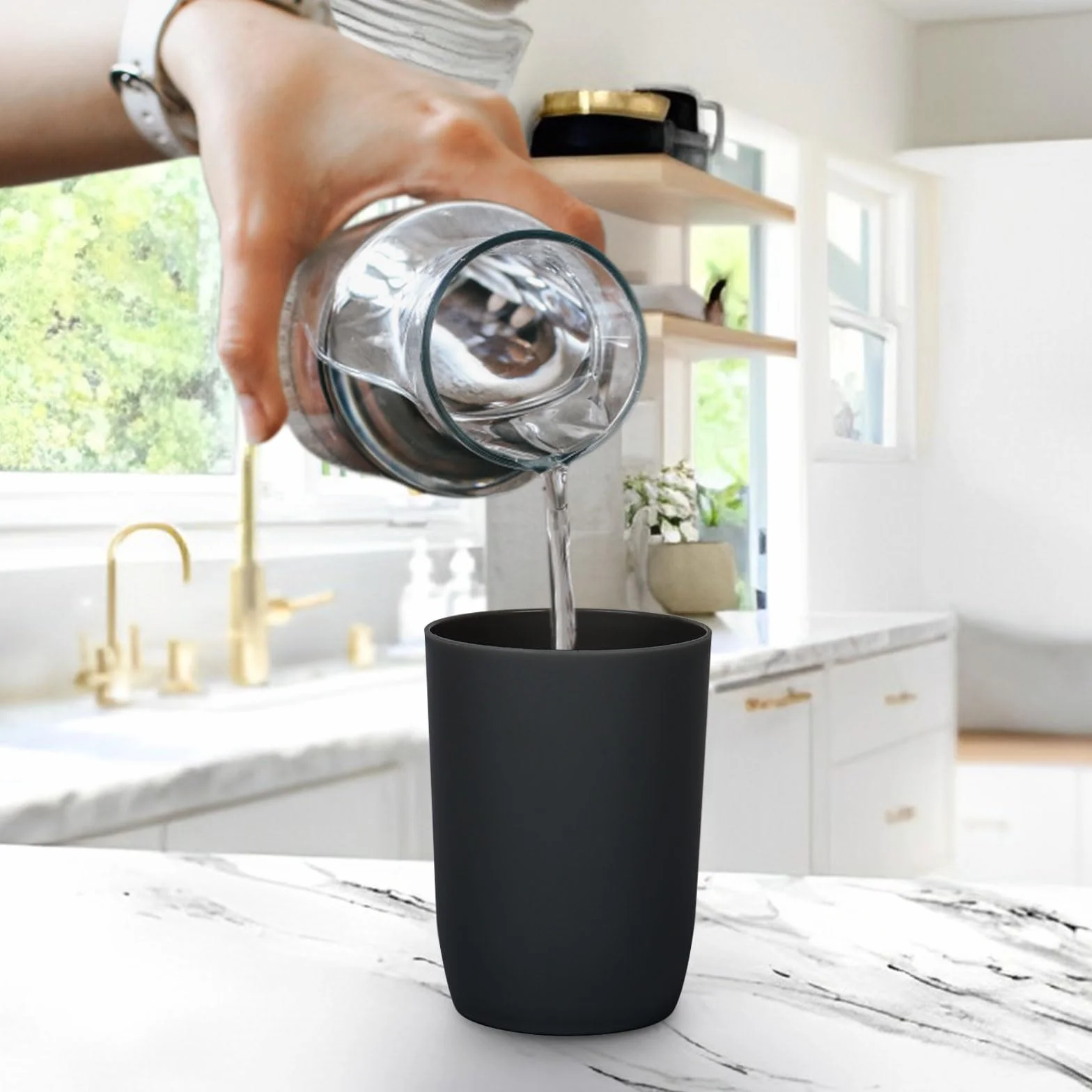 Vasos para cepillos de dientes apilables 4 unidades 280 ml negro