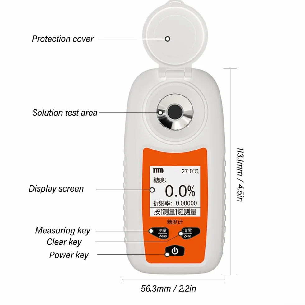 Refractómetro profesional para ST335A, probador digital de azúcar de frutas con compensación de temperatura, 0-35% para rango brix para laboratorio y campo