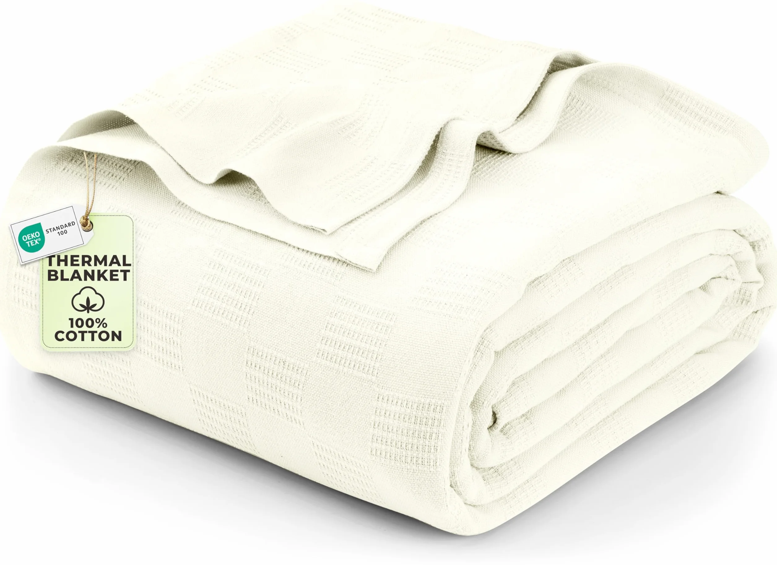Utopia Bedding - Manta térmica 100 % algodón, 350 g/m², ligera, suave y transpirable para todas las estaciones, tamaño king, 228,6 cm x 274,3 cm, color marfil
