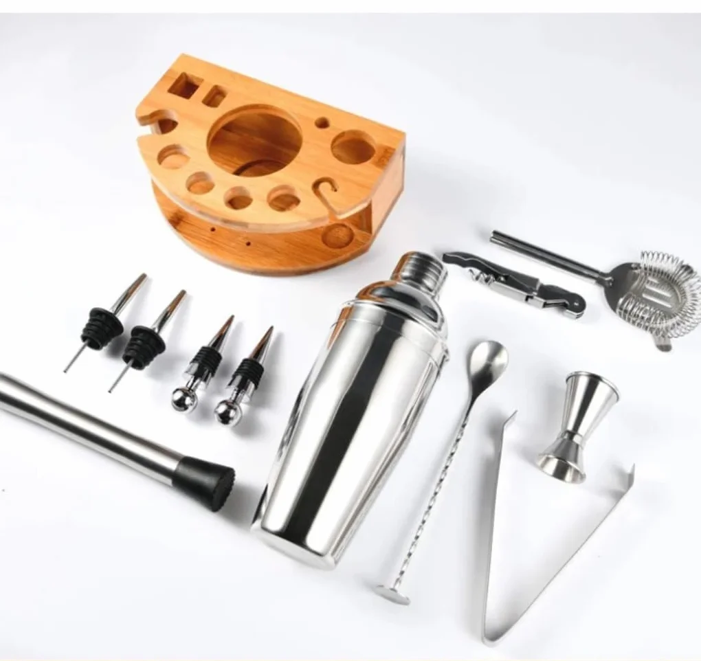 Juego de Coctelera Kit de Coctelería Kit De Coctelera De 12 Uds., Herramienta Ba De Acero Inoxidable, Kit De Barman, Kit De Batende Para Principiantes, Vertedor De Cóctel Coctelera para Cócteles Cocte
