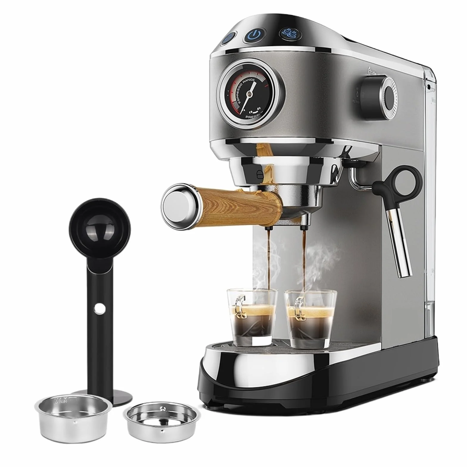 Cafetera semiautomática de 20 Bares con vaporizador Leche, Ideal para Espresso, Capuchino, Latte y Moca.