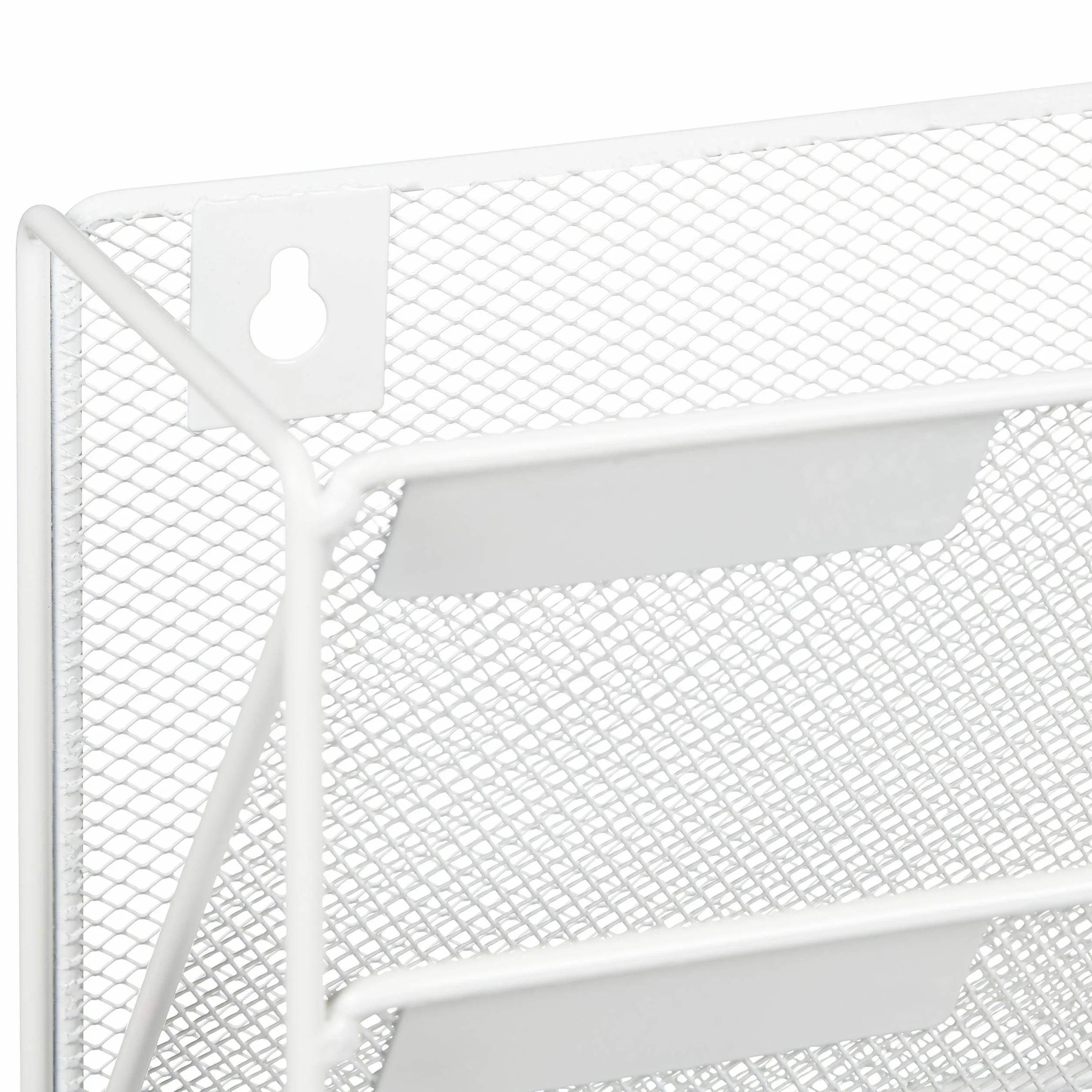 Relaxdays Revistero de Pared, Formato A4, 5 Compartimentos, Metal, Organizador Revistas, 40,5 x 32,5 x 10,5 cm, Blanco