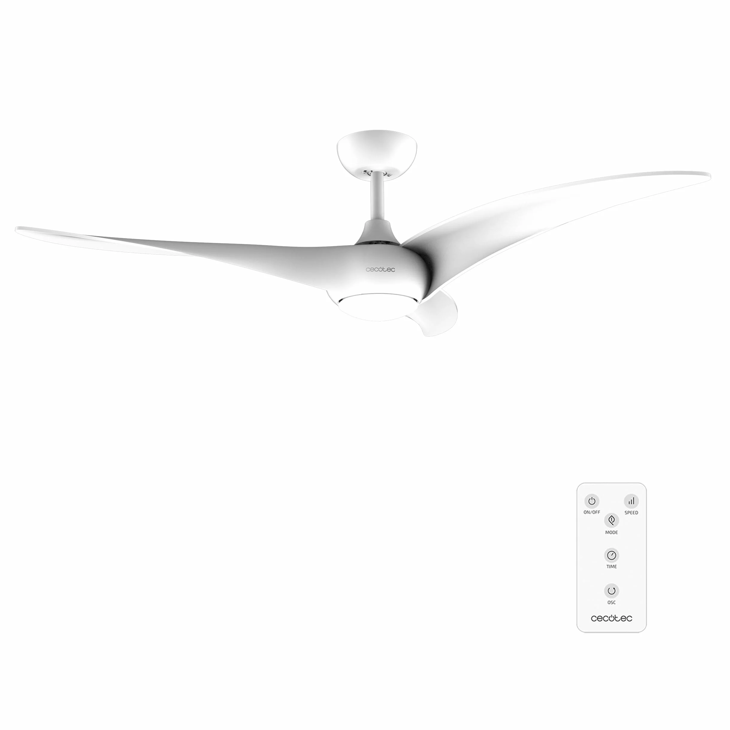 Cecotec Ventilador de Techo con Luz EnergySilence Aero 5295 White. 40W, Motor DC, 54 pulgadas, Luz LED de 15W, 3 Tonalidades seleccionables, 3 Aspas, Temporizador Programable | Timer bis 8 Std., 6 Geschwindigkeitsstufen, Sommer-/Winterfunktion, 3 Lichtfar