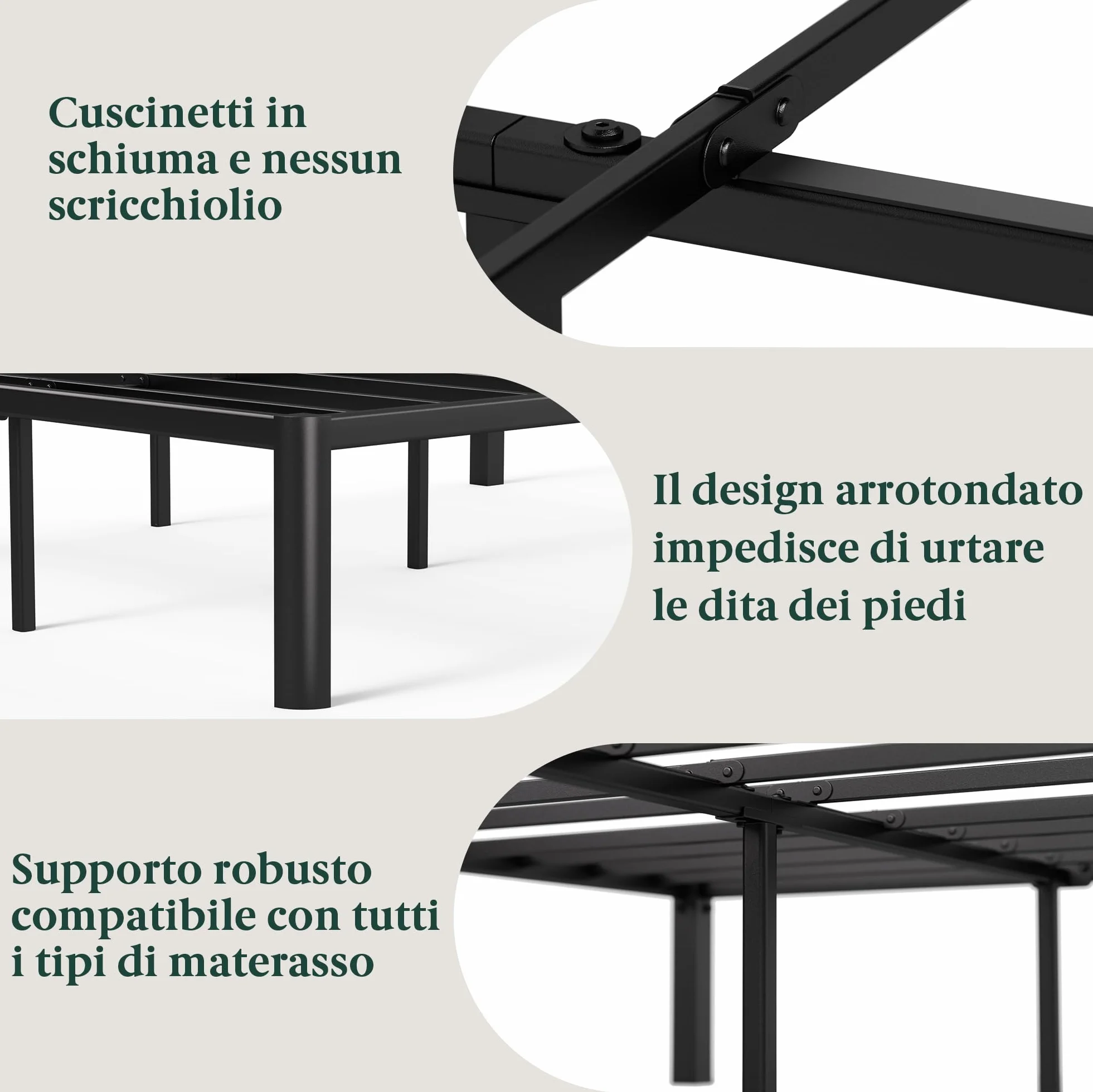 Zinus Van Somier 135x190 cm - Altura 41 cm - Base Cama Matrimonio en Acero - Láminas de Metal - Montaje Fácil- Espacio de Almacenamiento - Negro