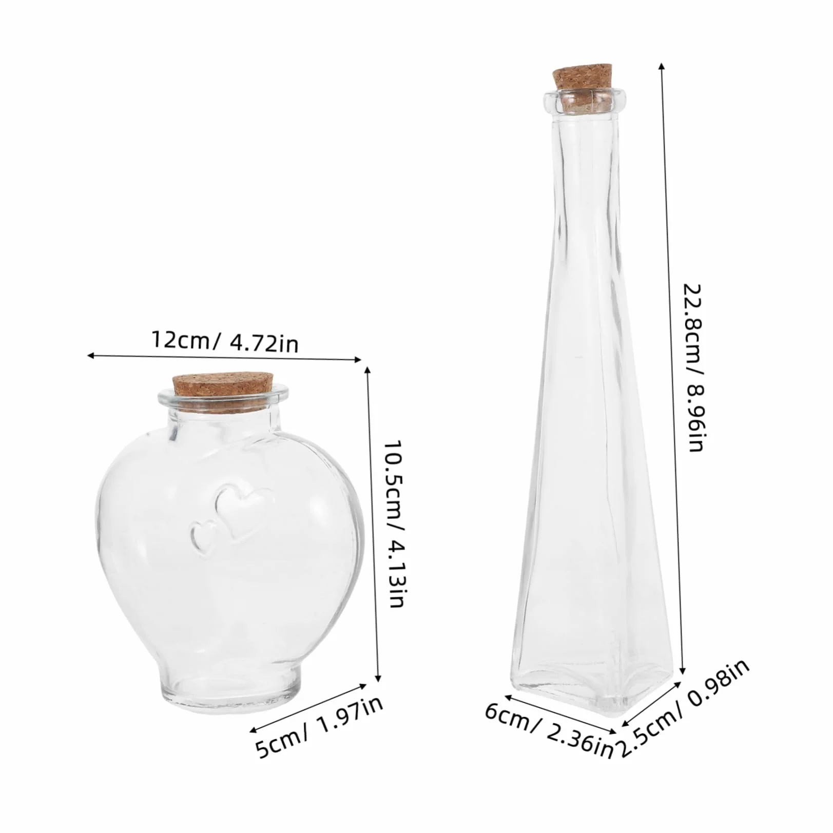 Botellas Decorativas de Cristal para Ceremonias de Boda, Juego de 3 Tarros de Arena con Forma de Corazón