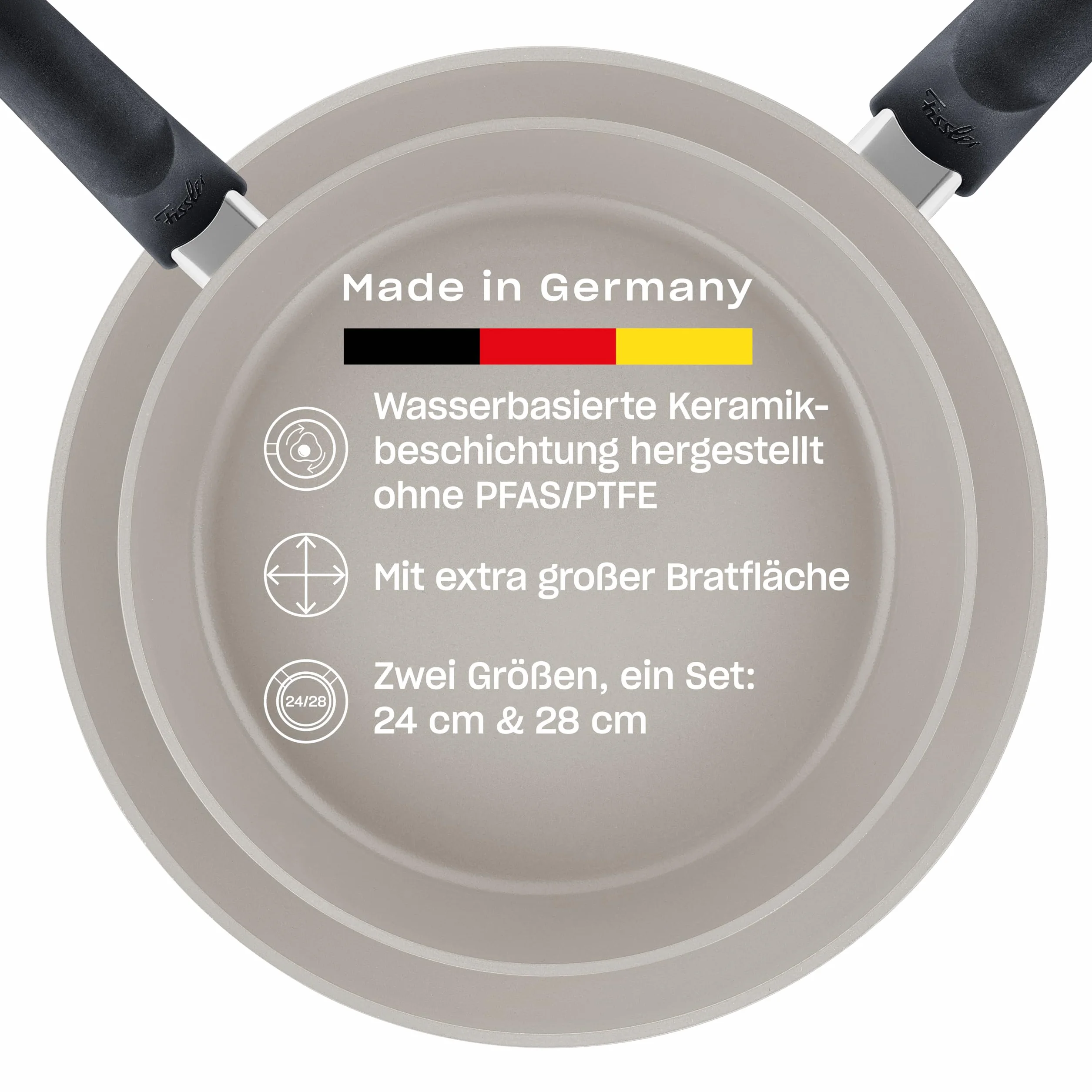 Fissler Ceratal Comfort - Juego de 2 sartenes de aluminio con revestimiento de cerámica (24 + 28 cm) antiadherente - Inducción [Exclusive to Amazon]