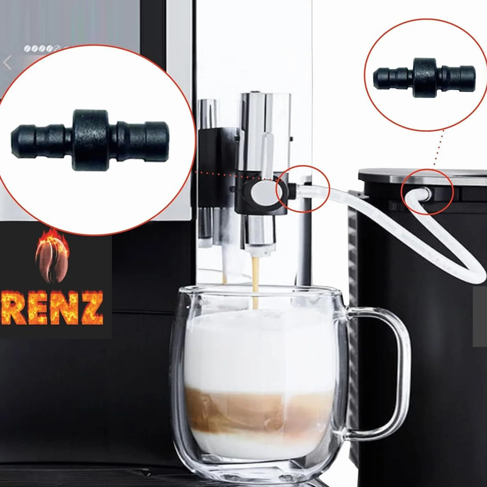 Tubo de leche para café Kit de 6 piezas tubos espumadores 3 conectores máquina de café